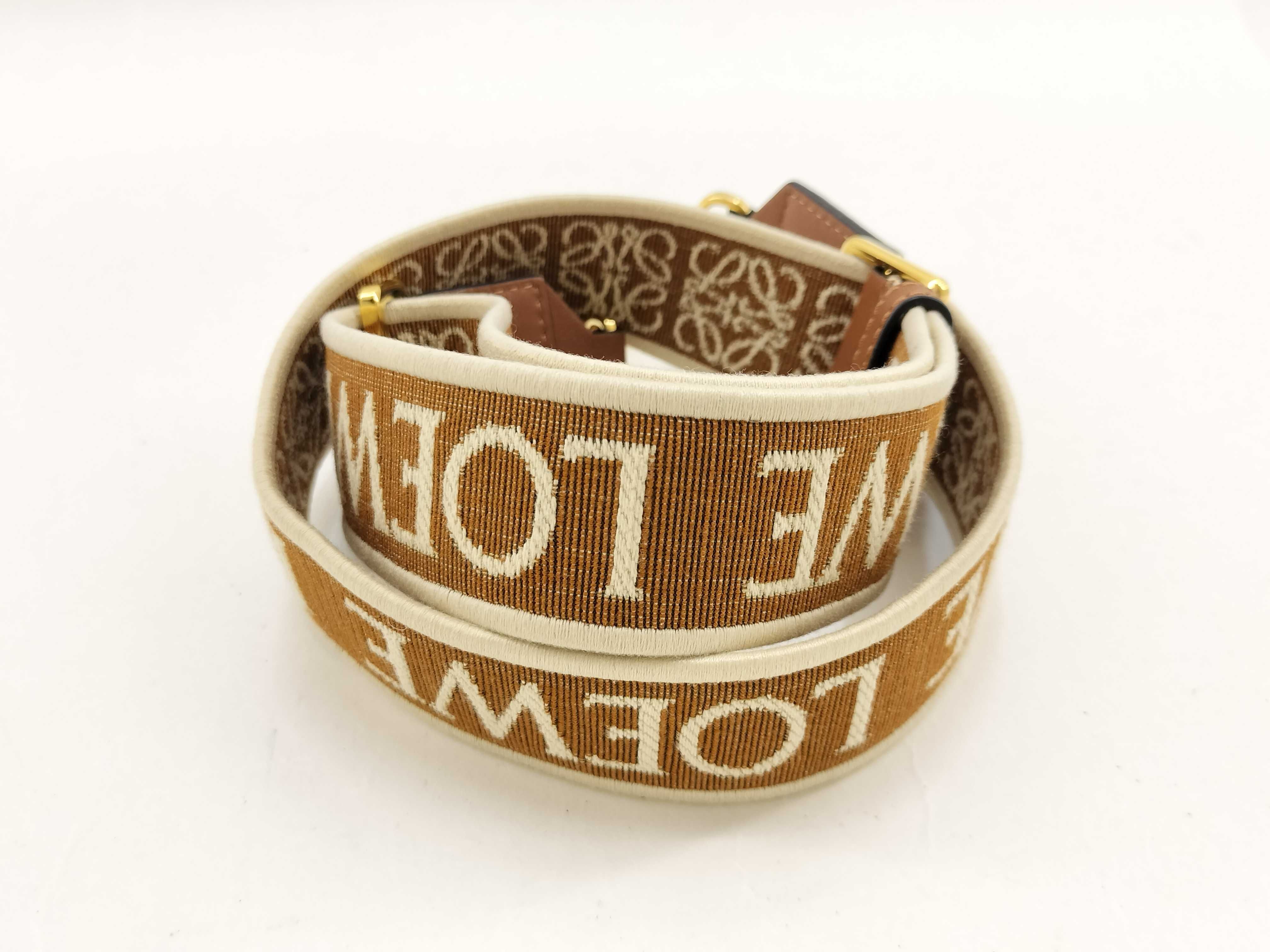shoulder strap, Anagram pattern, canvas and leather, brown, gold hardware. — view 2