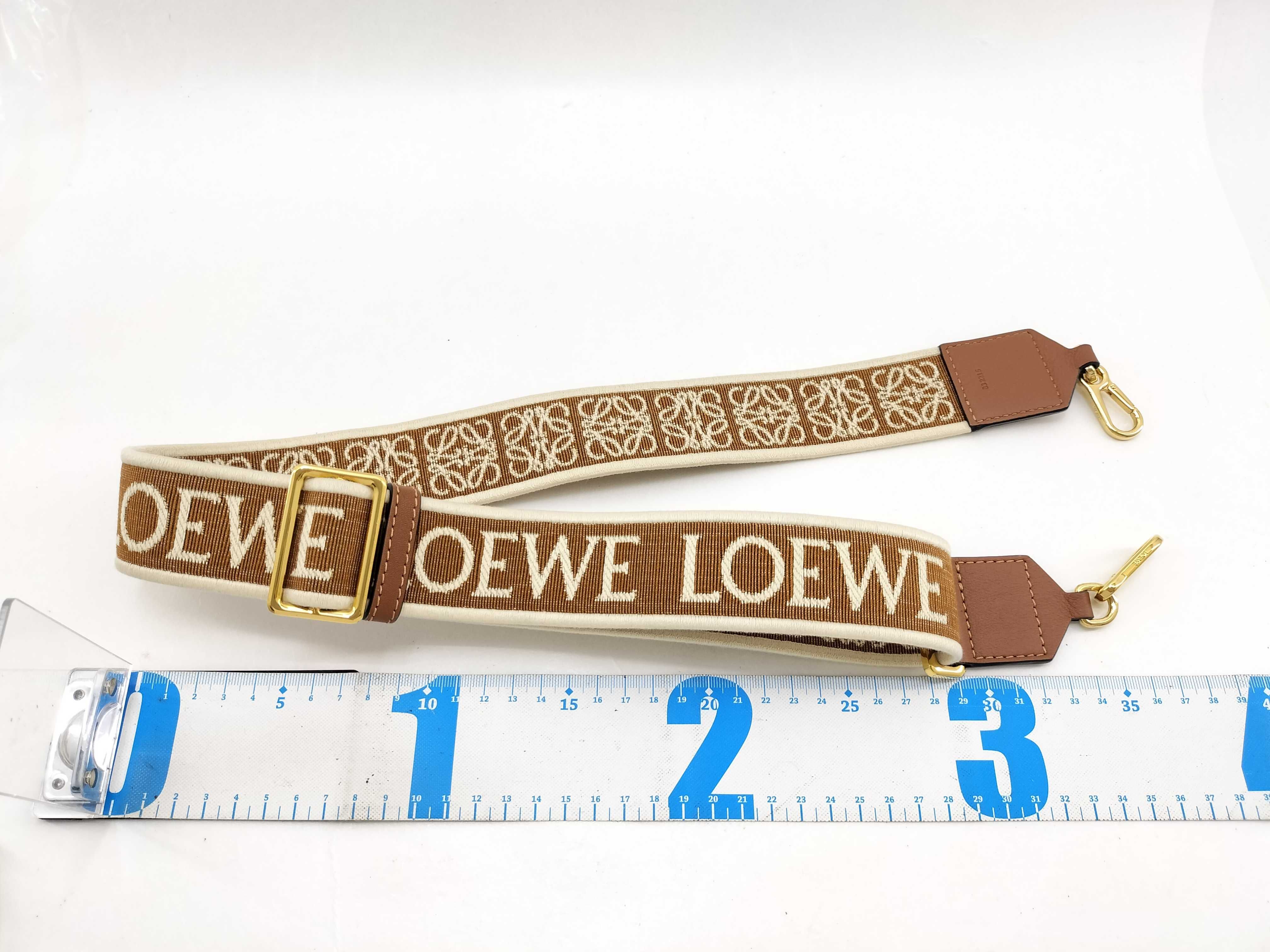 shoulder strap, Anagram pattern, canvas and leather, brown, gold hardware. — view 5