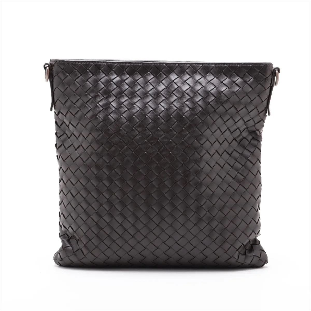 Intrecciato Leather Shoulder Bag, Black — view 2