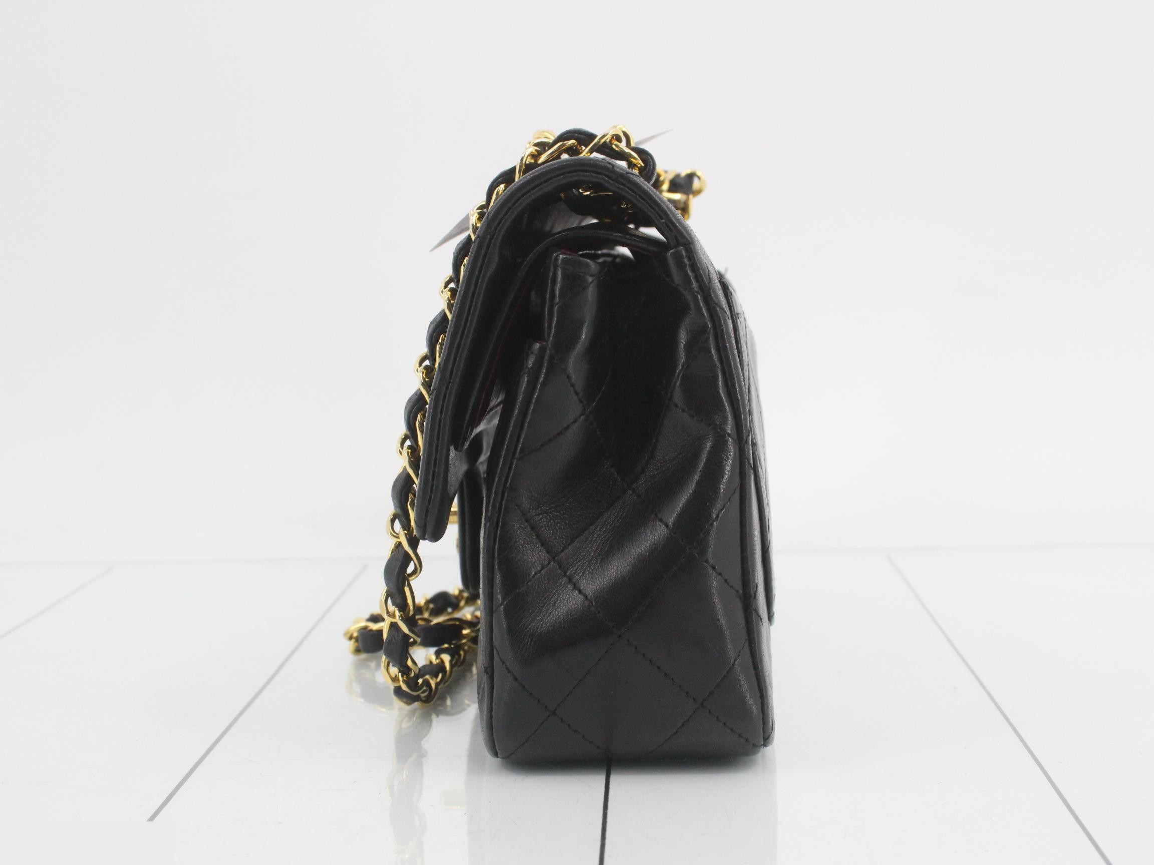 Matelassé 23 Double Chain Shoulder Bag, Double Flap, Lambskin, Black, Unit 1 — view 3