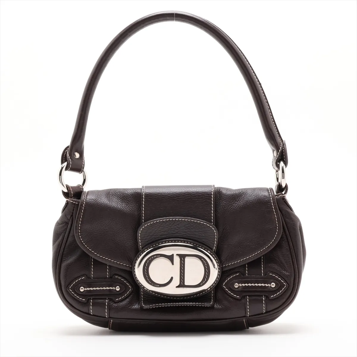 Logo Leather Shoulder Bag, Brown