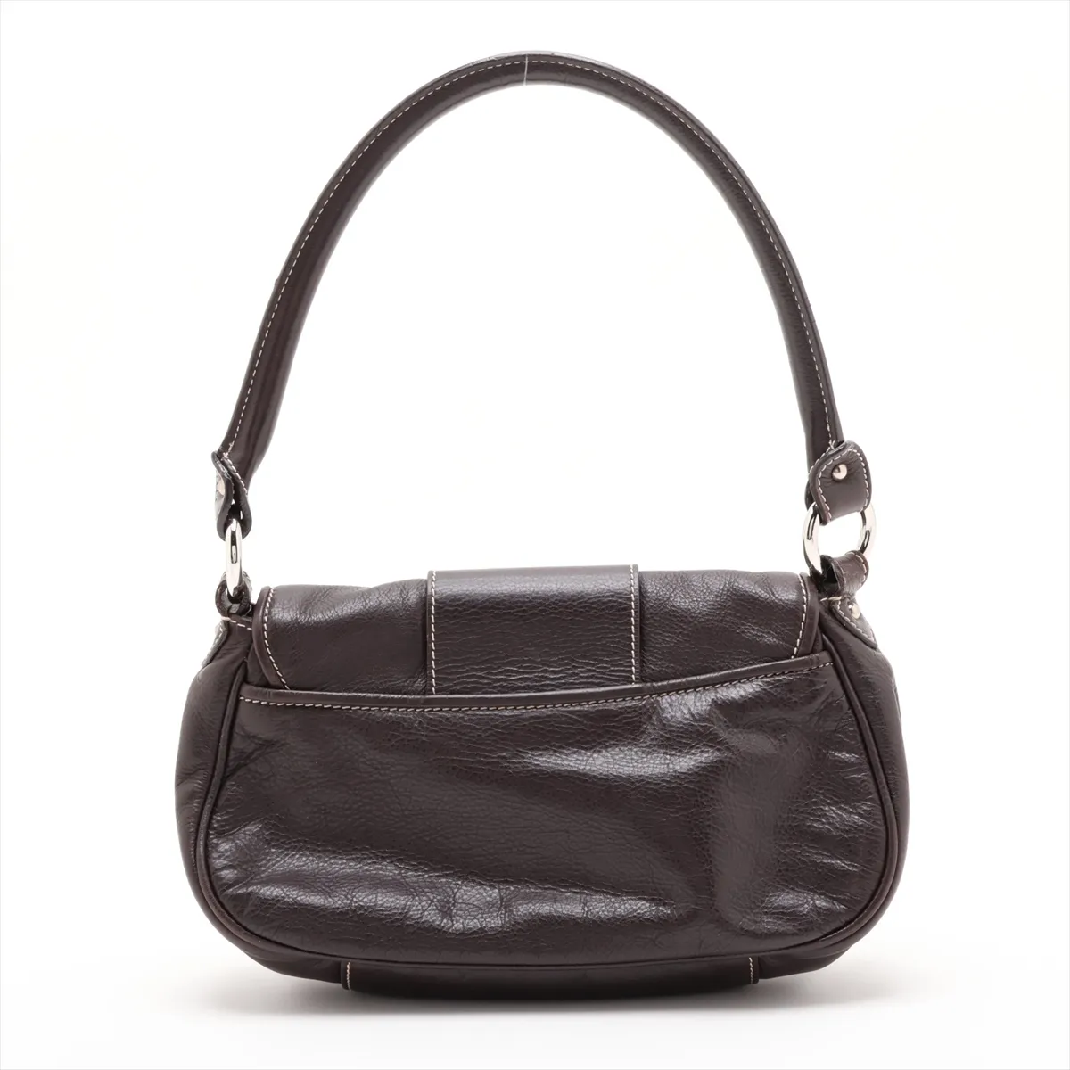 Logo Leather Shoulder Bag, Brown — view 2