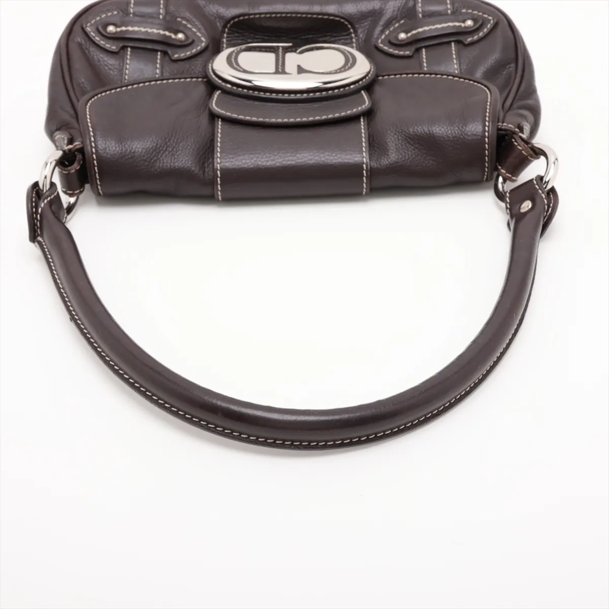 Logo Leather Shoulder Bag, Brown — view 5