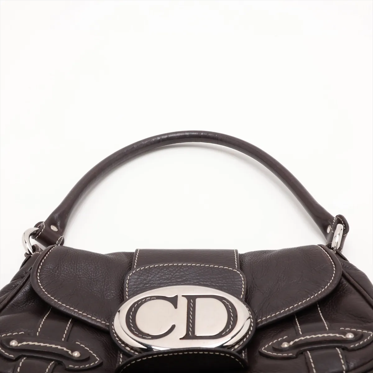 Logo Leather Shoulder Bag, Brown — view 6