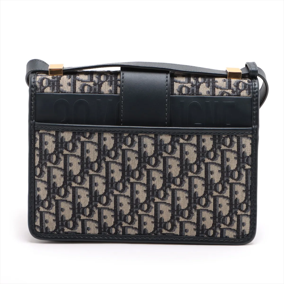 Oblique Montaigne 30 Canvas x Leather Shoulder Bag Navy — view 2