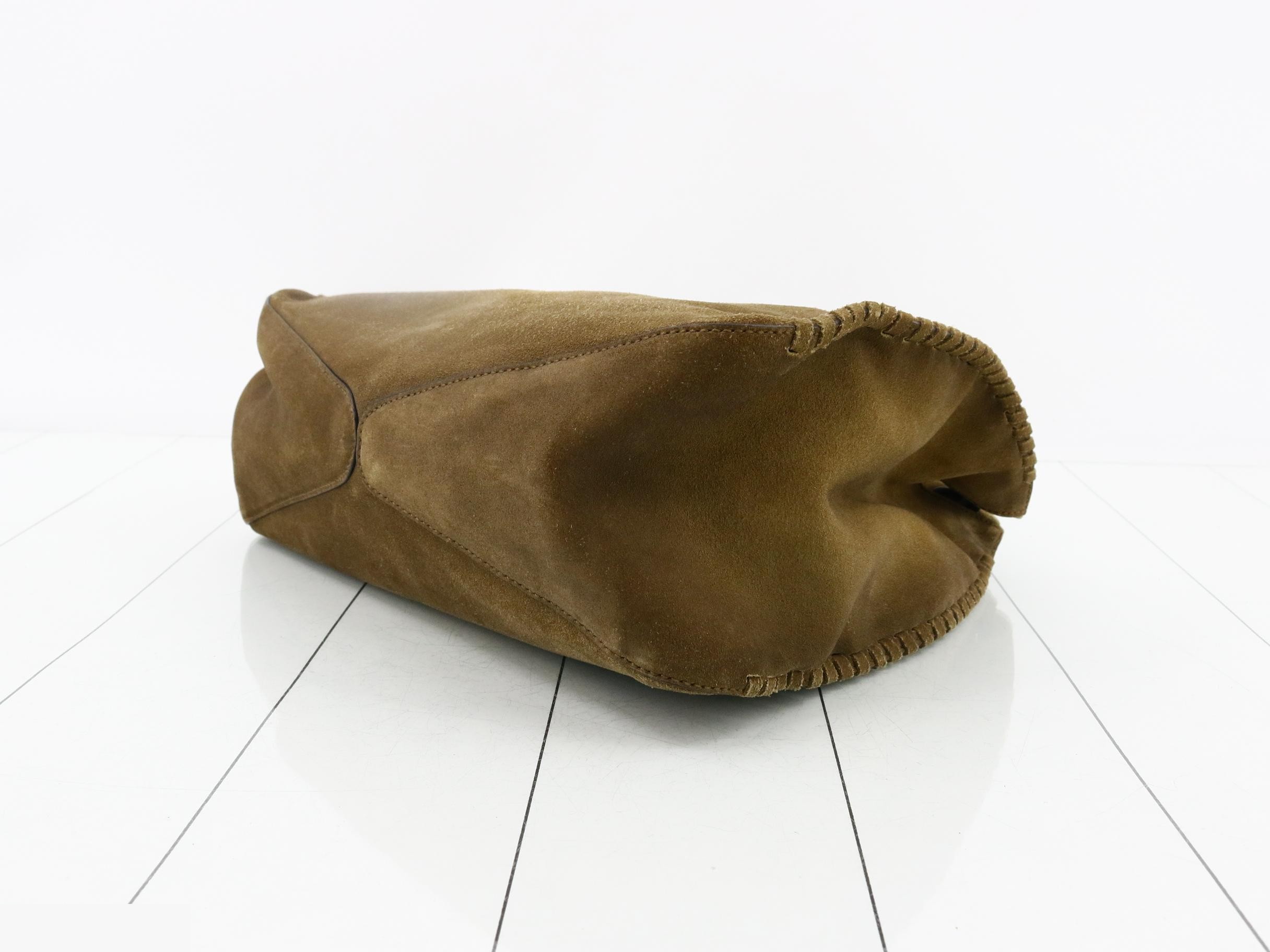 Wood handle suede one-shoulder bag — view 6