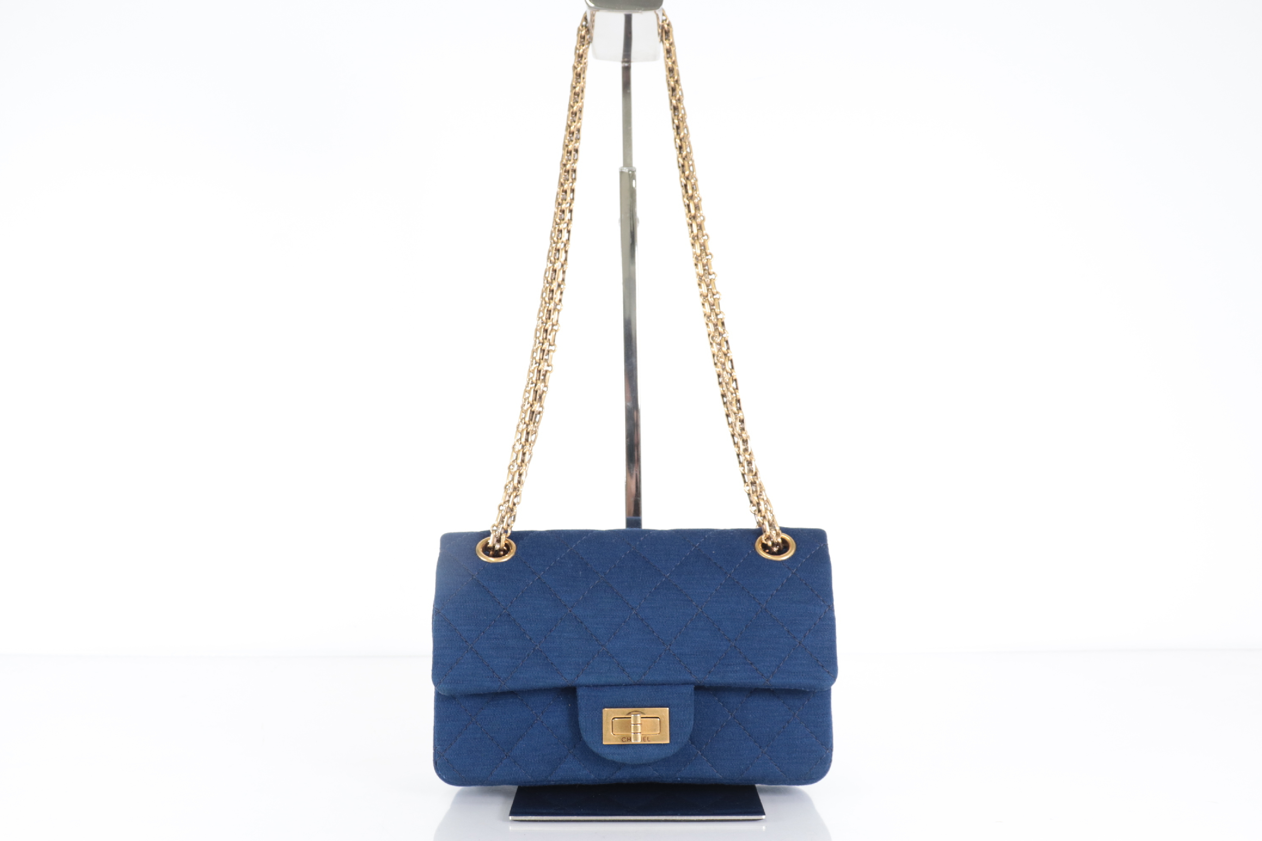 2.55 Mini Mat Double Flap Chain Shoulder Bag, Navy, Series 20s