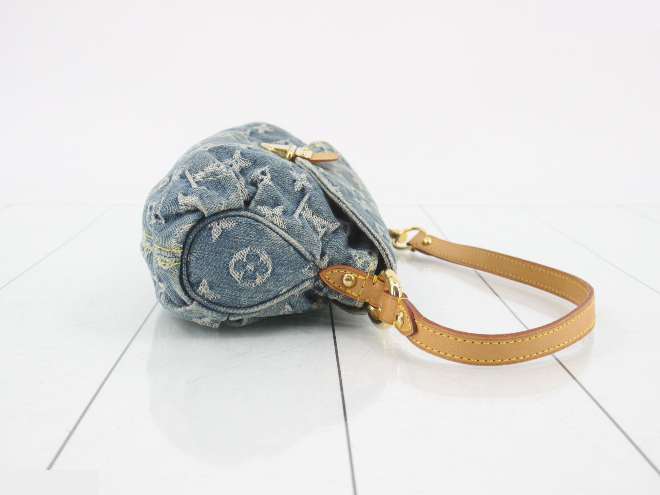 M95050 Monogram Denim Mini Pleaty Blue Shoulder Bag — view 3