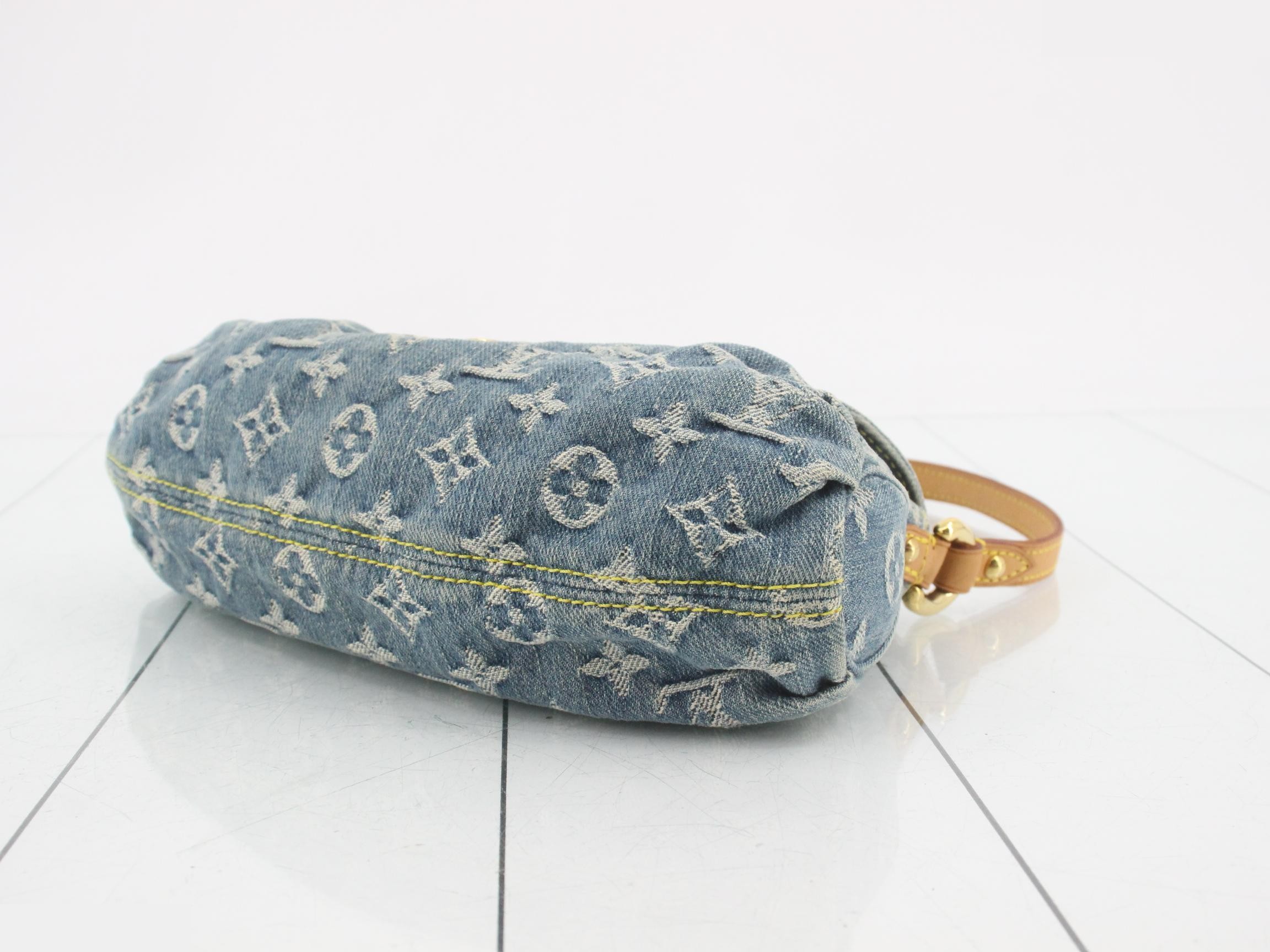 M95050 Monogram Denim Mini Pleaty Blue Shoulder Bag — view 6