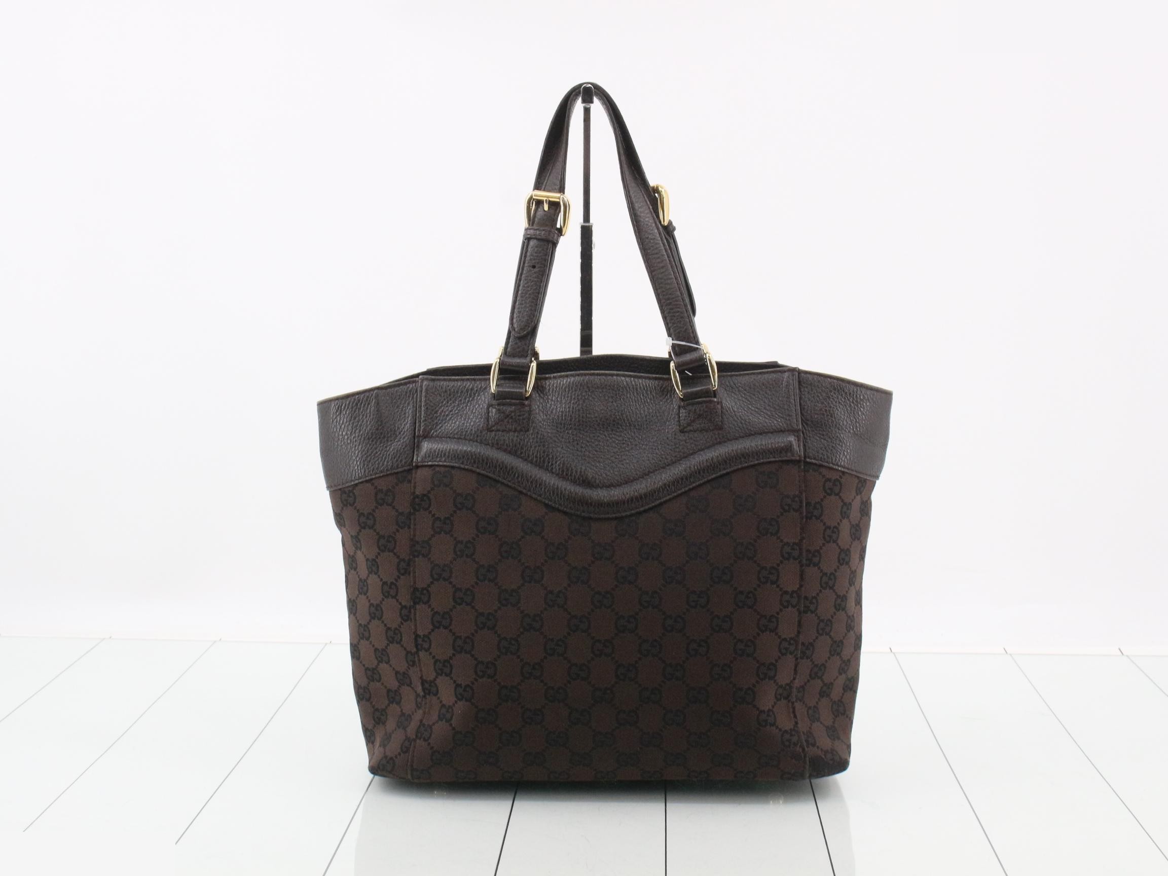 GG Canvas Shopper Tote, Dark Brown, 32 x 28 x 11 cm — view 2