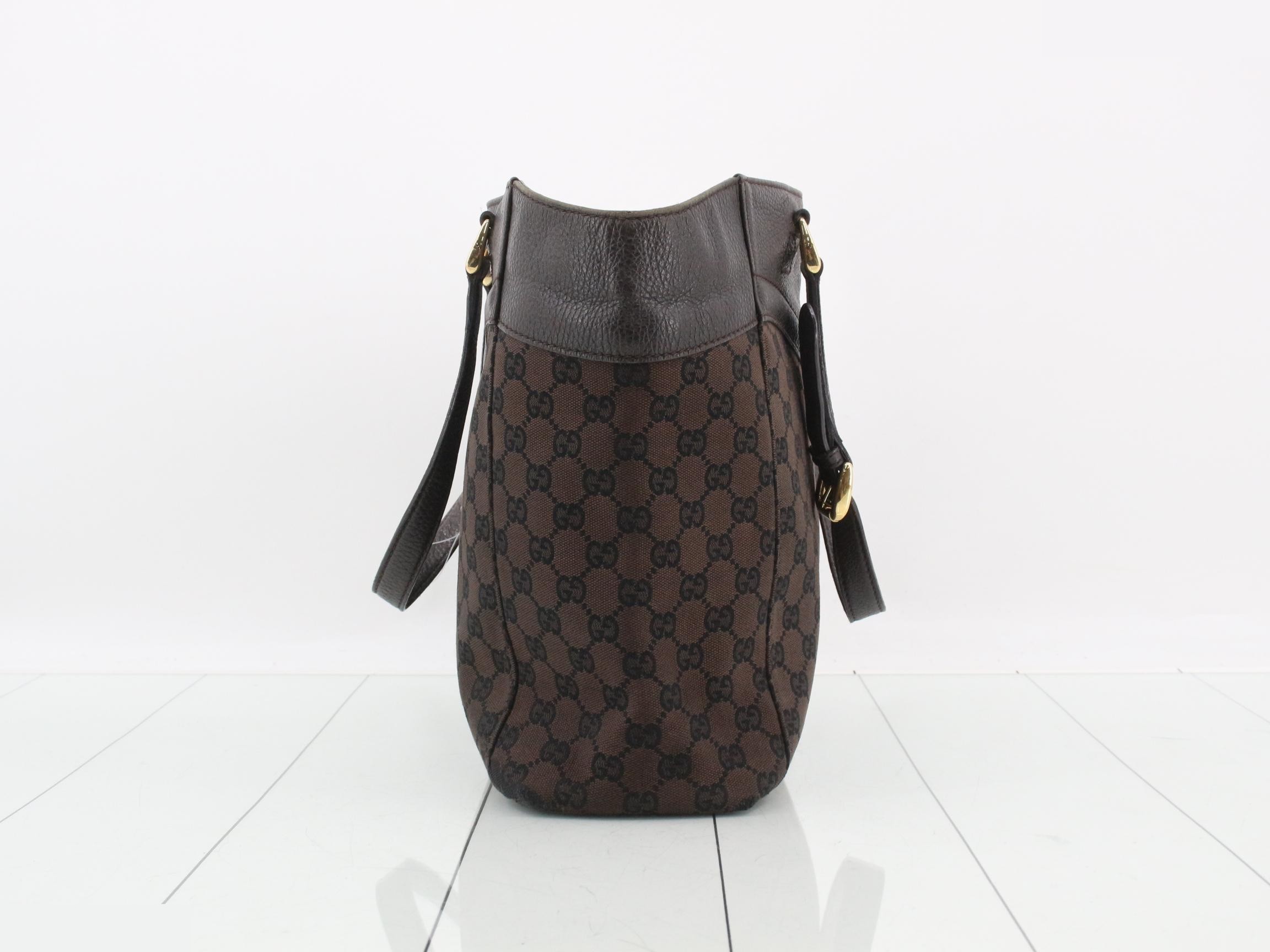 GG Canvas Shopper Tote, Dark Brown, 32 x 28 x 11 cm — view 4