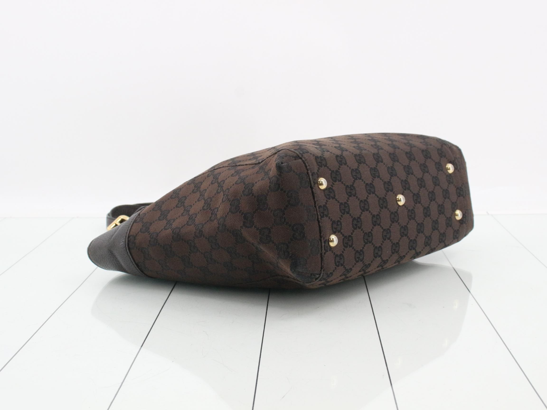 GG Canvas Shopper Tote, Dark Brown, 32 x 28 x 11 cm — view 5