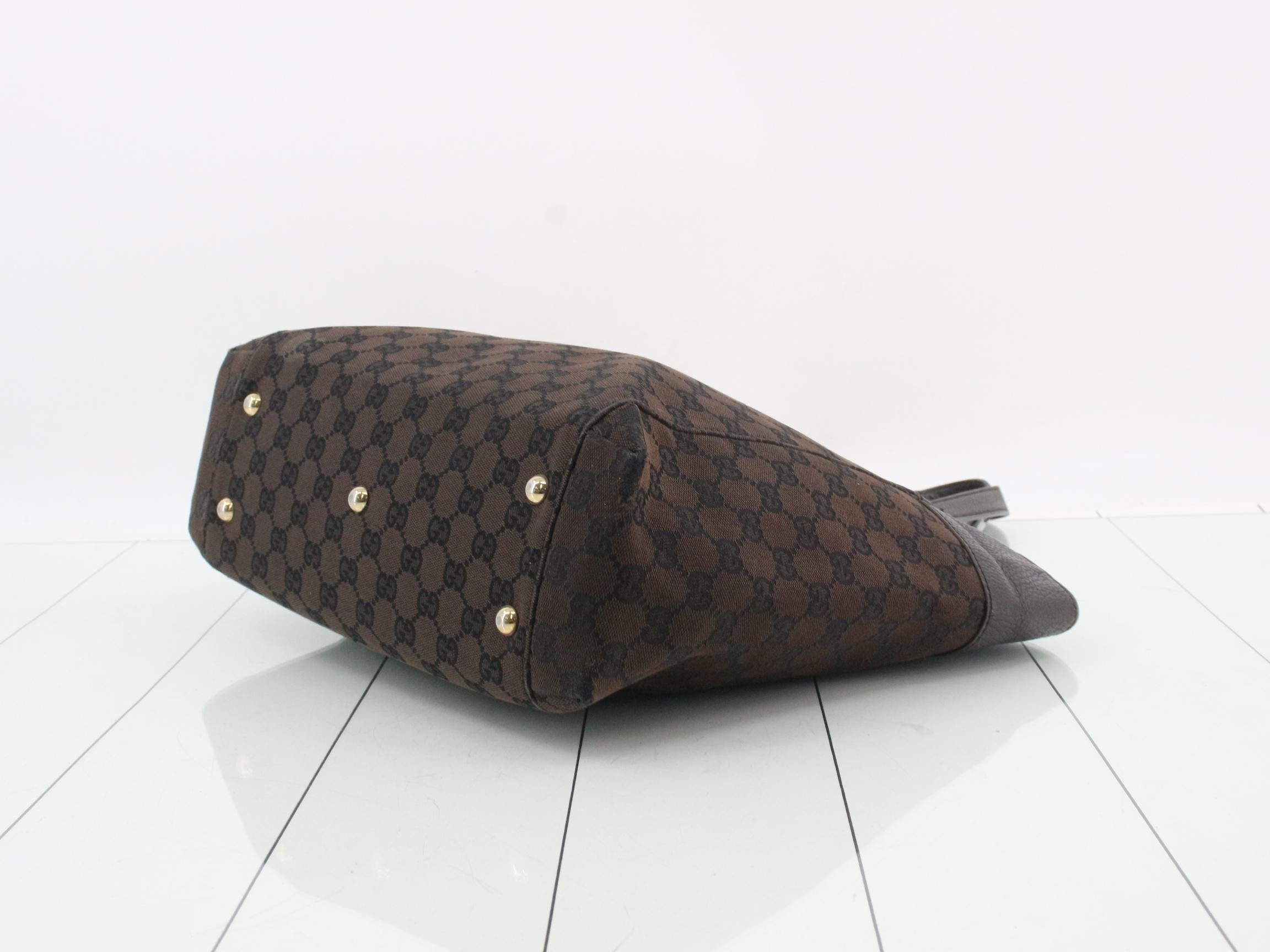 GG Canvas Shopper Tote, Dark Brown, 32 x 28 x 11 cm — view 6