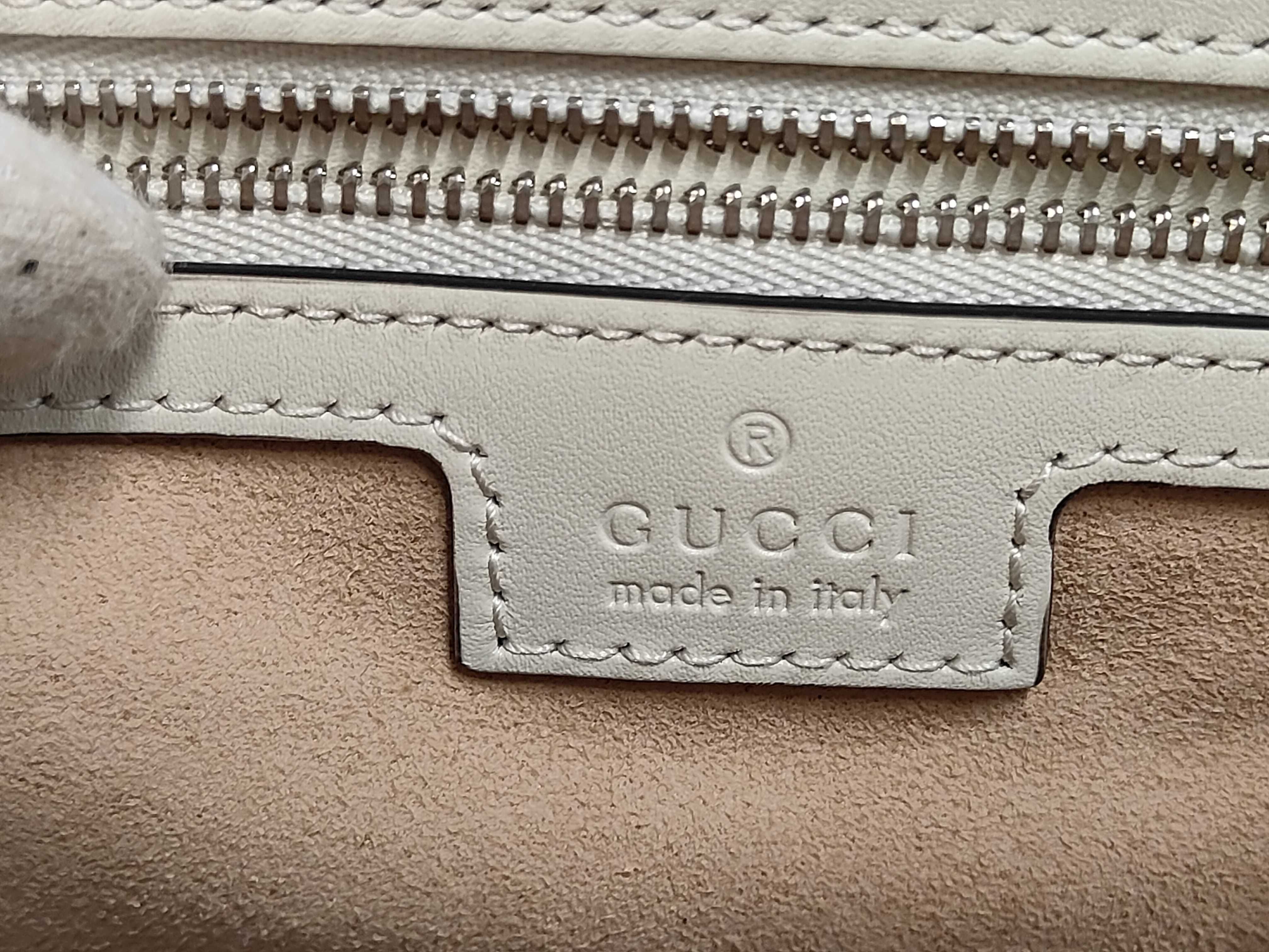 745918 Leather White Silver GG Marmont Leather 2-Way Handbag — view 8