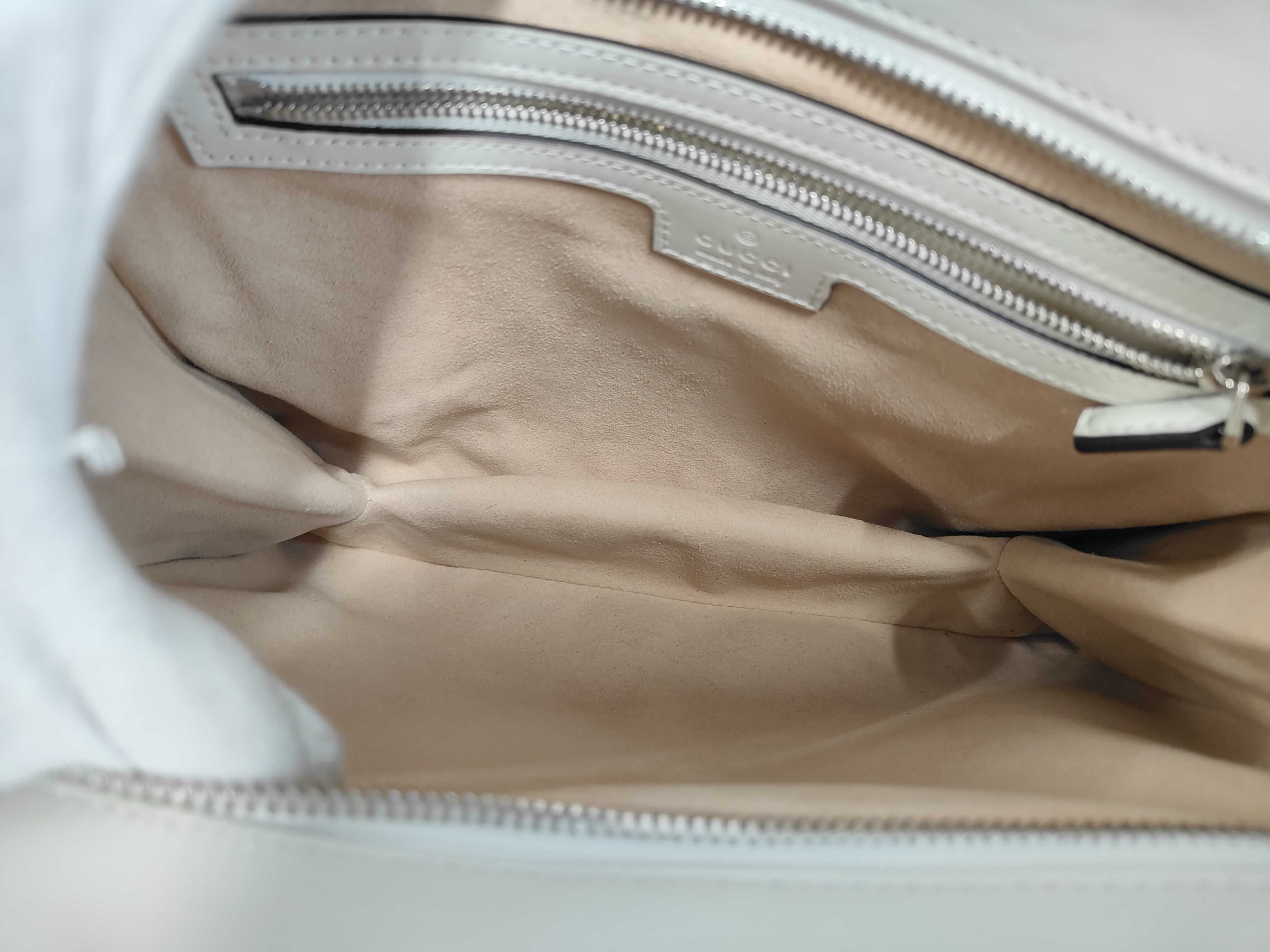 745918 Leather White Silver GG Marmont Leather 2-Way Handbag — view 9