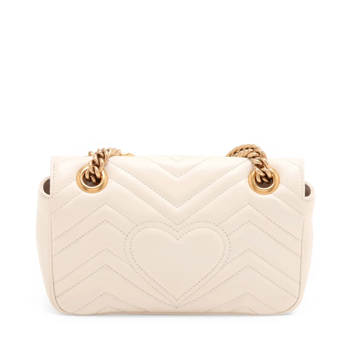 GG Marmont Leather Chain Shoulder Bag, White, 446744 — view 2