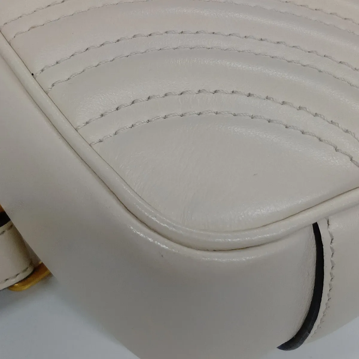 GG Marmont Leather Chain Shoulder Bag, White, 446744 — view 12