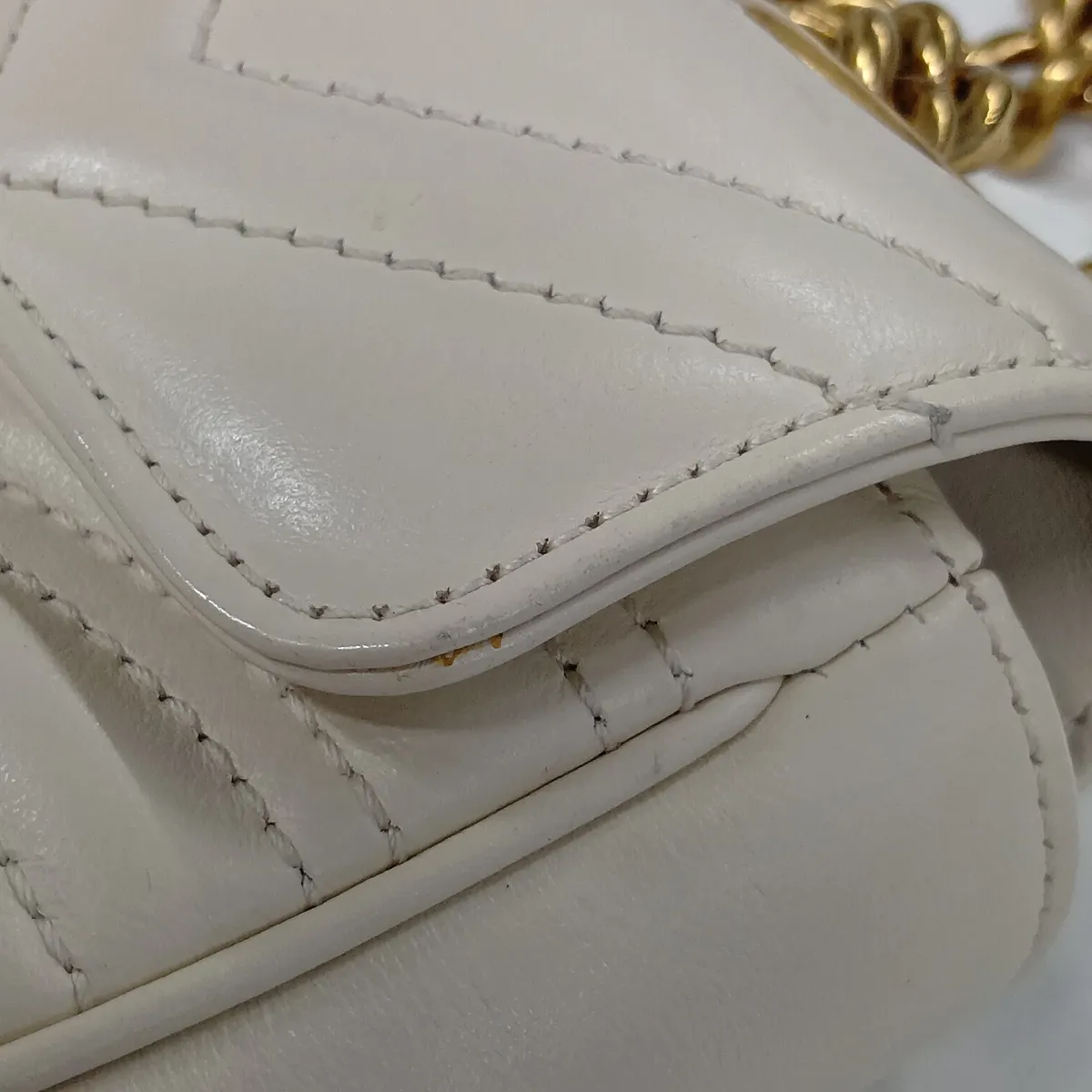GG Marmont Leather Chain Shoulder Bag, White, 446744 — view 14
