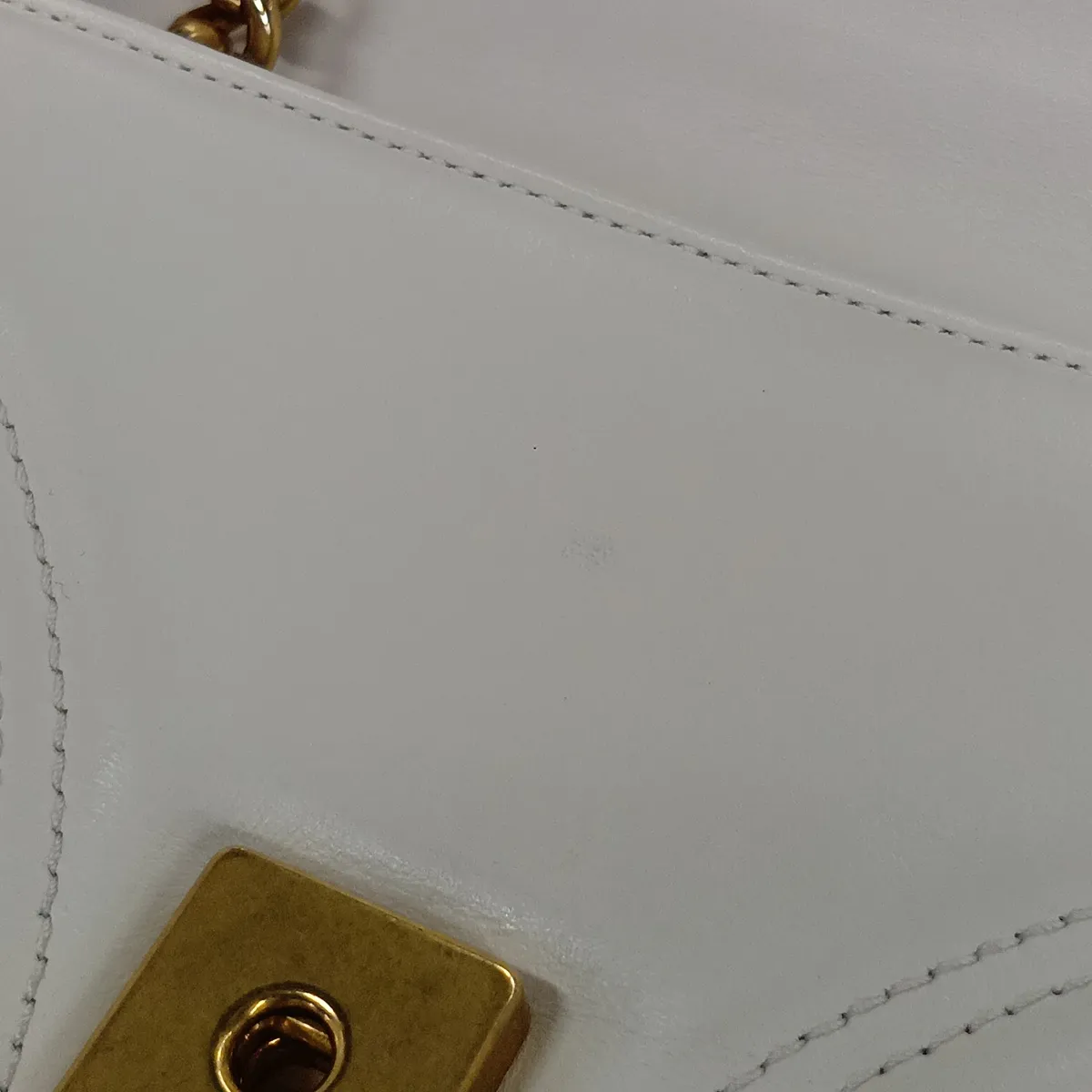 GG Marmont Leather Chain Shoulder Bag, White, 446744 — view 15