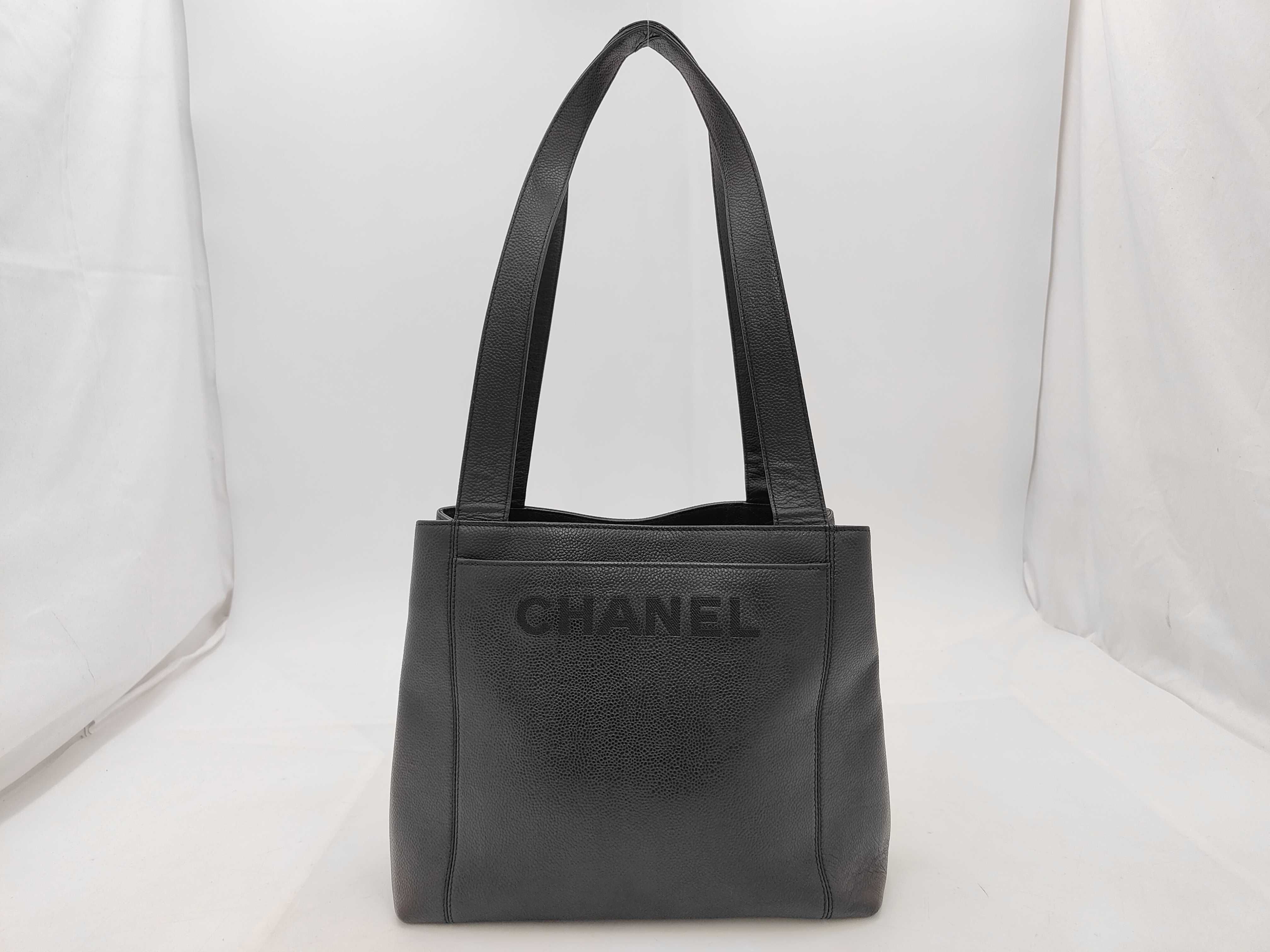 Caviar Skin Logo Black Tote Bag (Series 4)