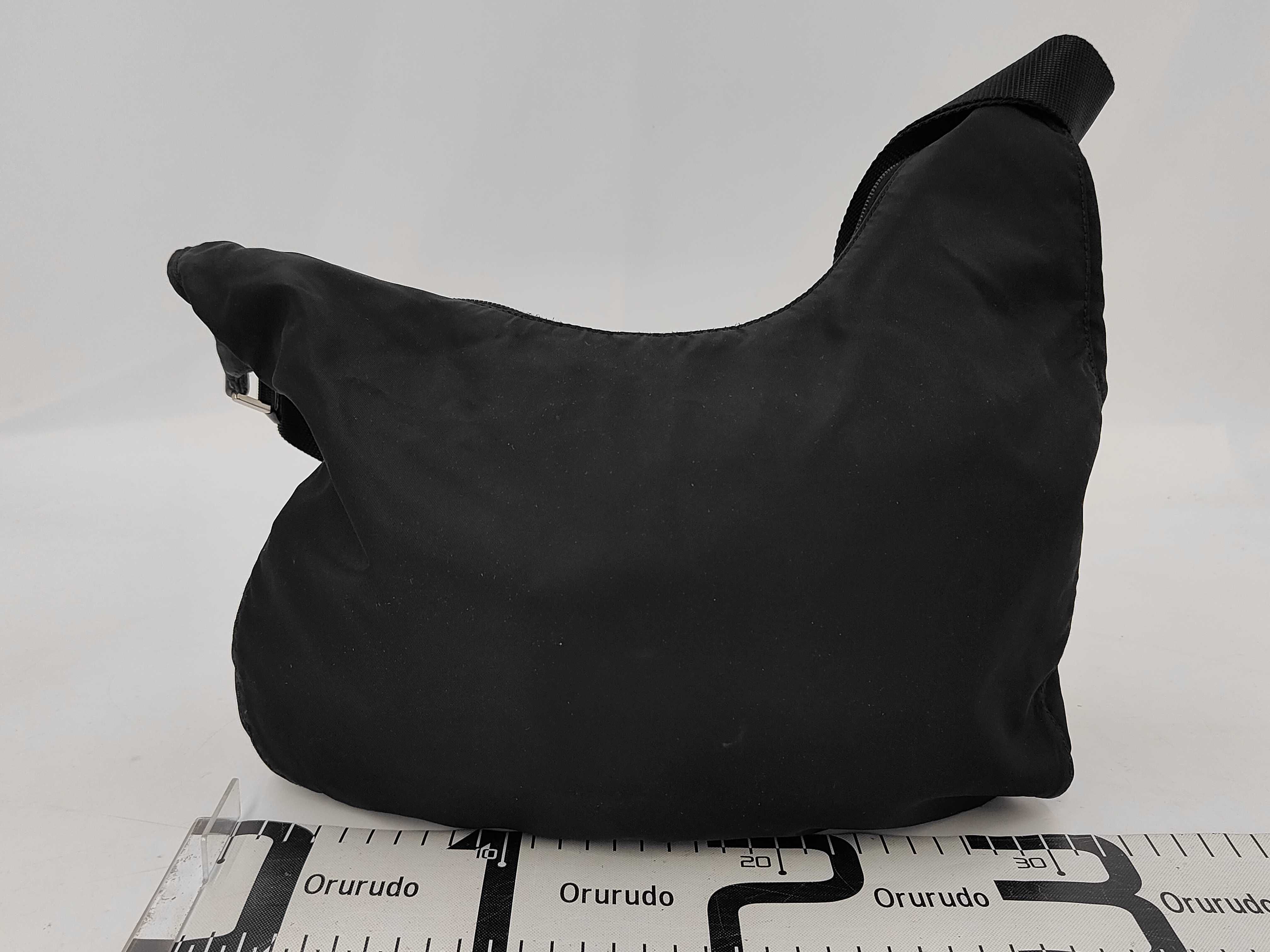 Triangle Logo Nylon Shoulder Bag, Black, W35cm — view 2