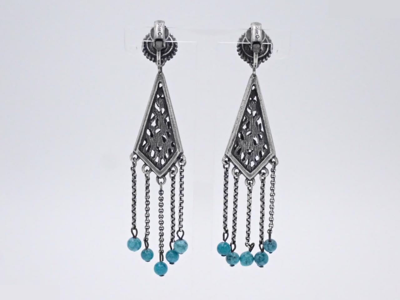 Turquoise, Other Line, Precious Metal Earrings — view 2