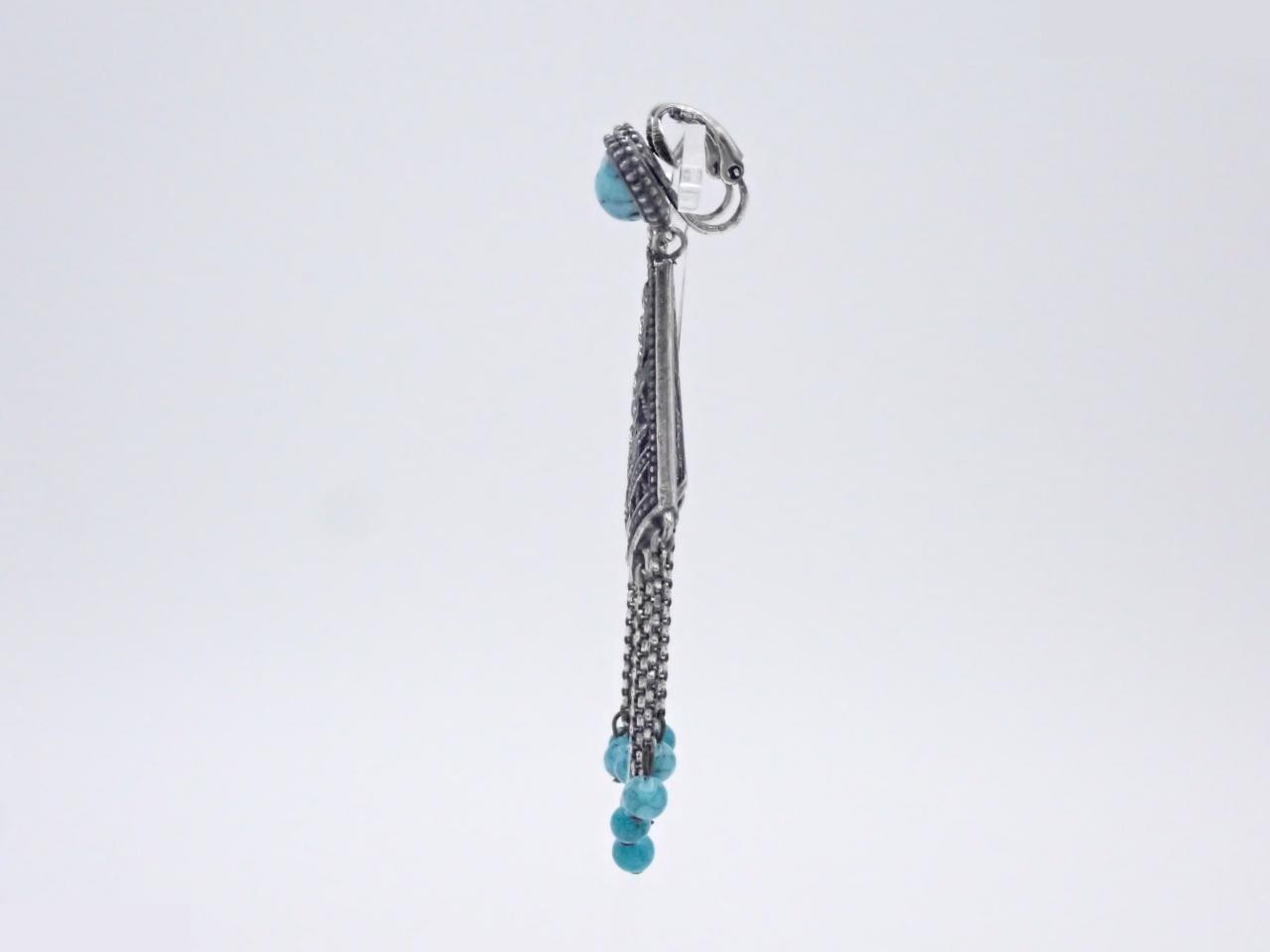 Turquoise, Other Line, Precious Metal Earrings — view 3