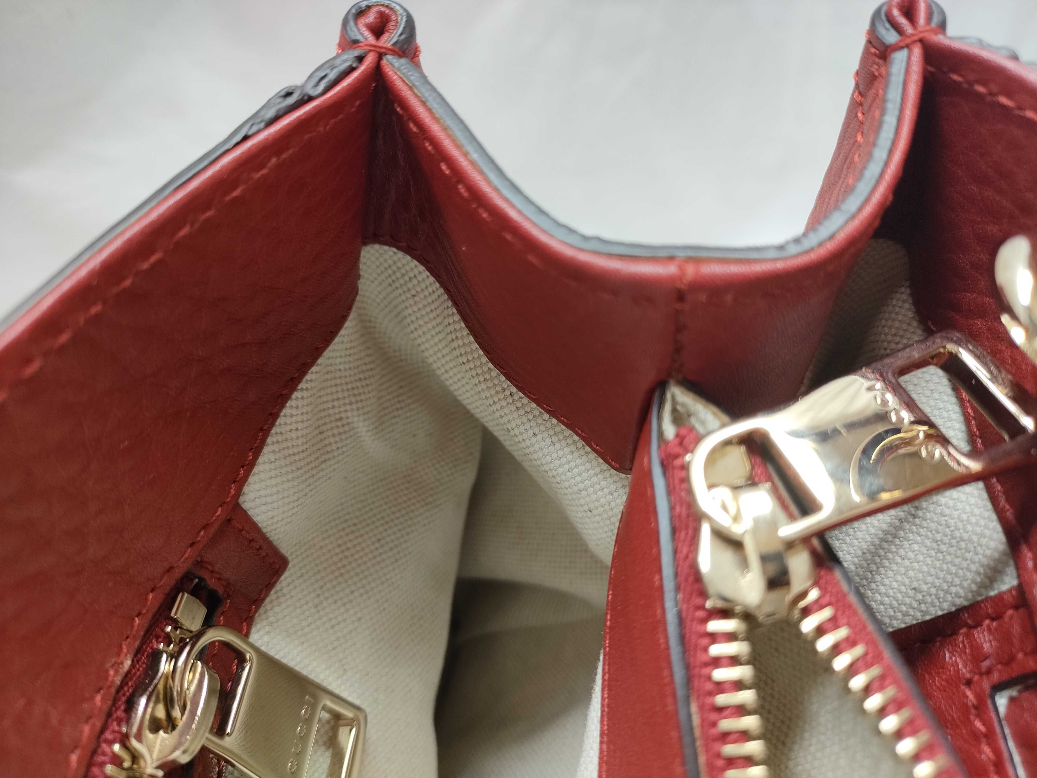 Bamboo Leather Handbag, Red, 323660 (Handbag) — view 13
