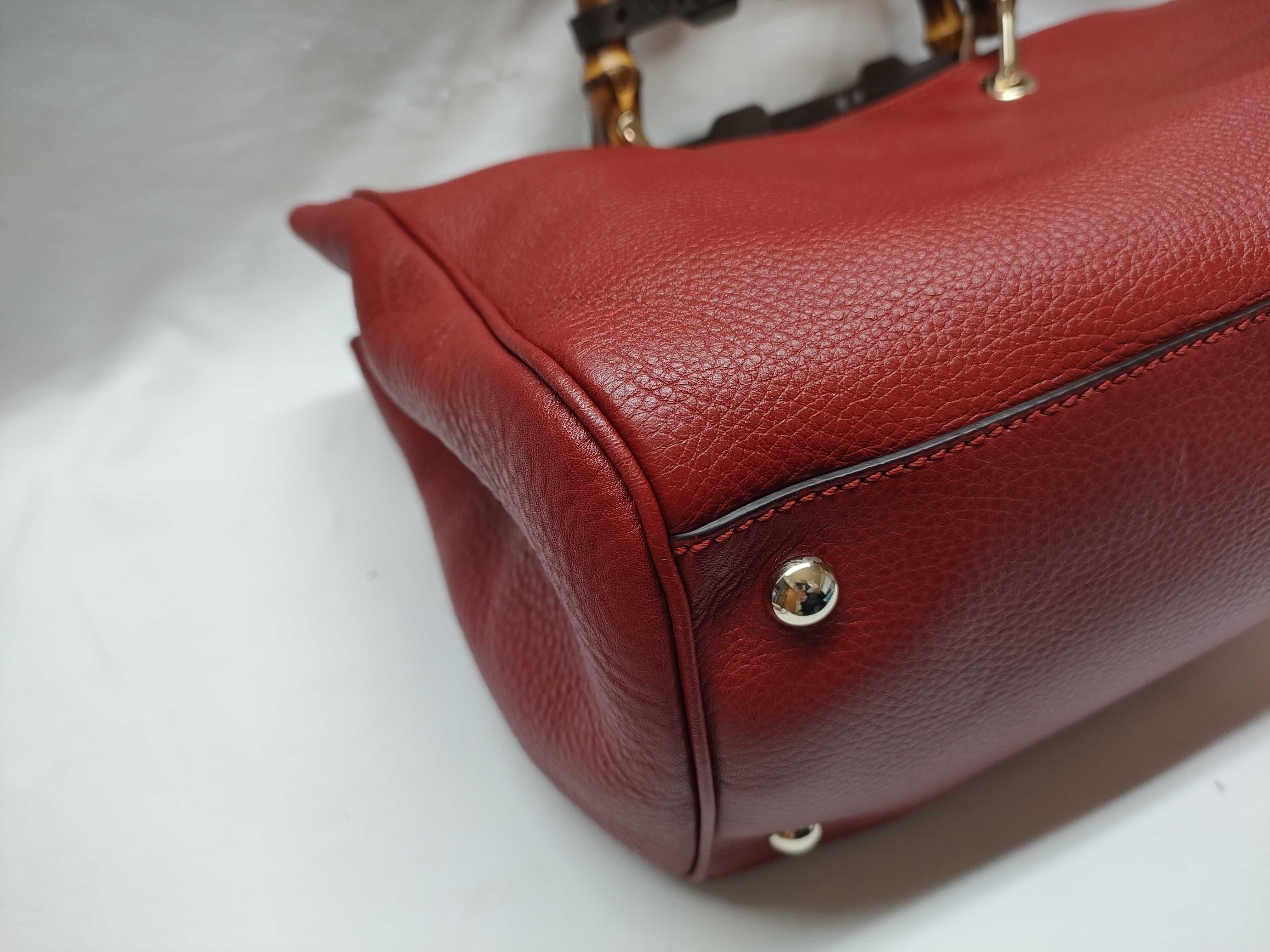 Bamboo Leather Handbag, Red, 323660 (Handbag) — view 4