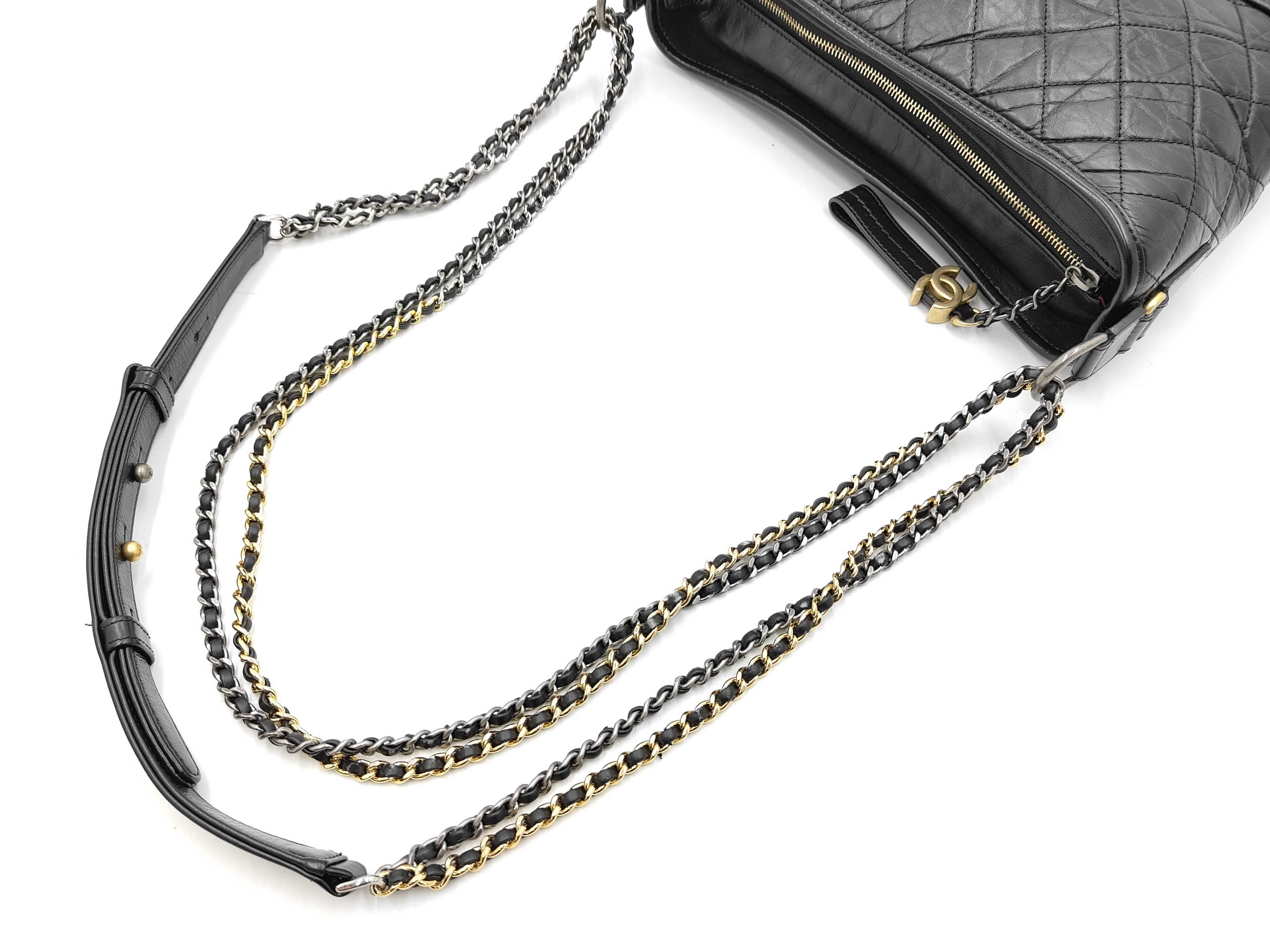 Matelassé One-Shoulder Bag, Black Lambskin, Chain Handle Shoulder Bag — view 3