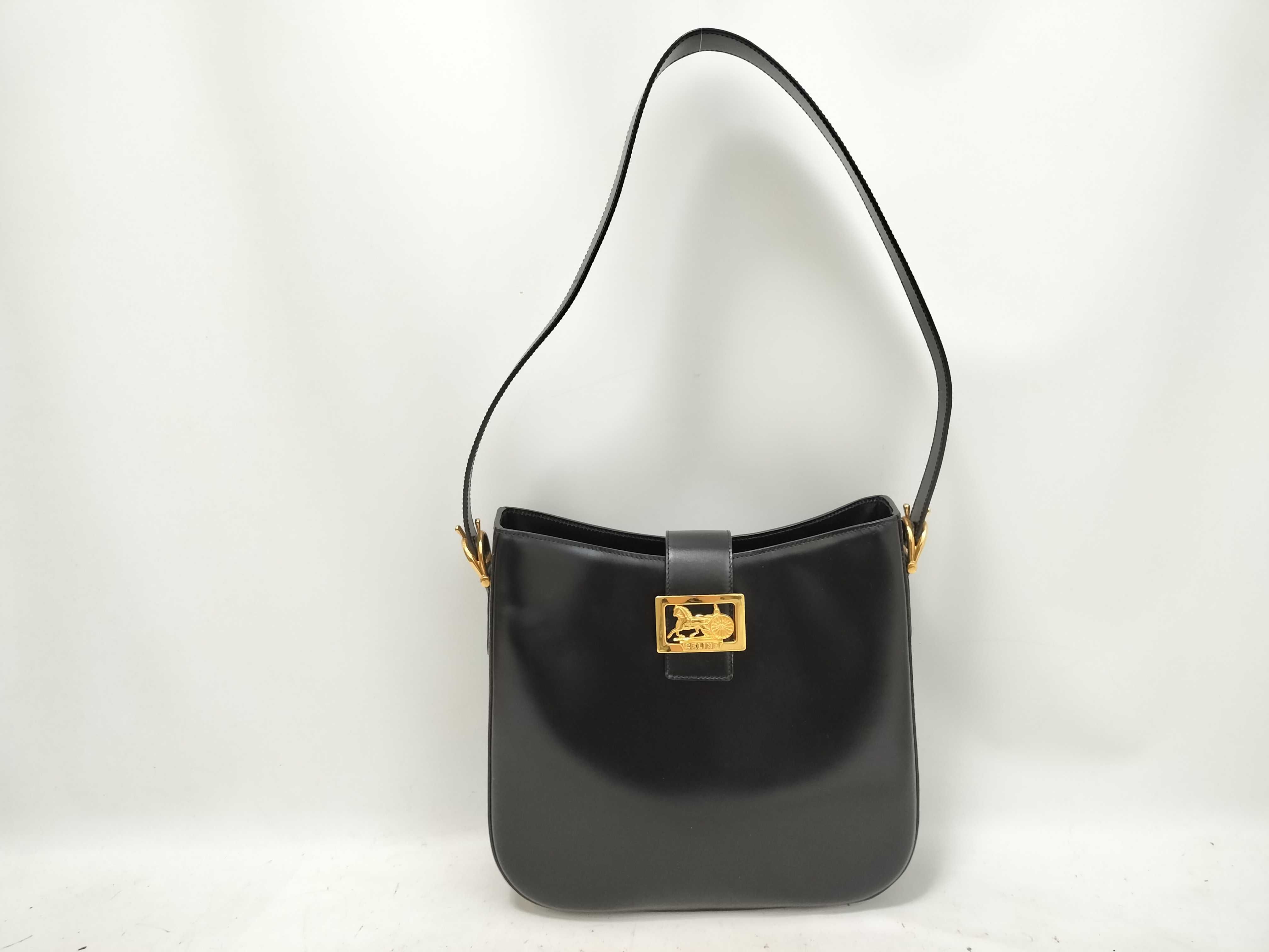 Vintage Box Calf Shoulder Bag, Black MC96 Shoulder Bag