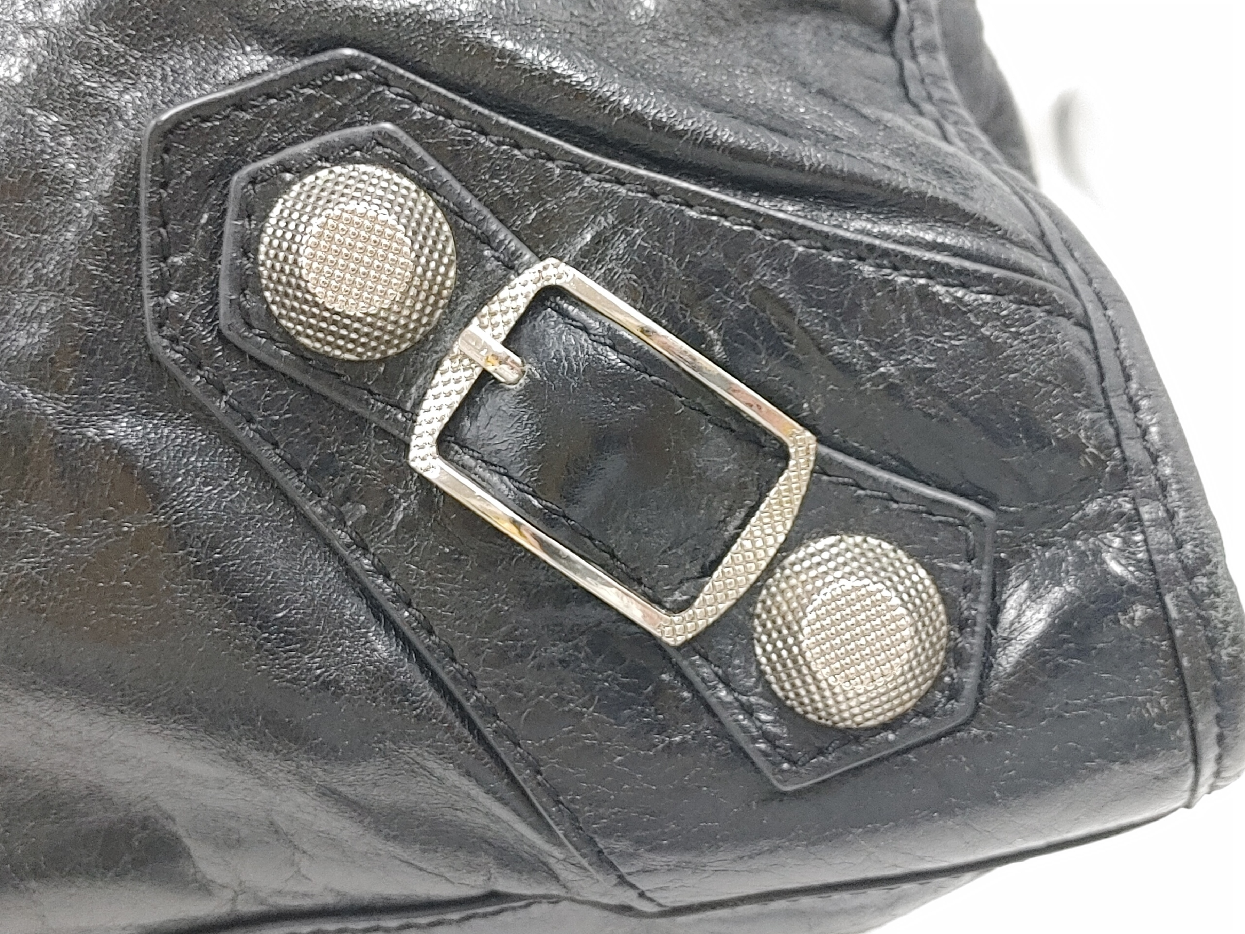 Giant City Handbag with Mirror, Studded Leather, Black Handbag — view 7