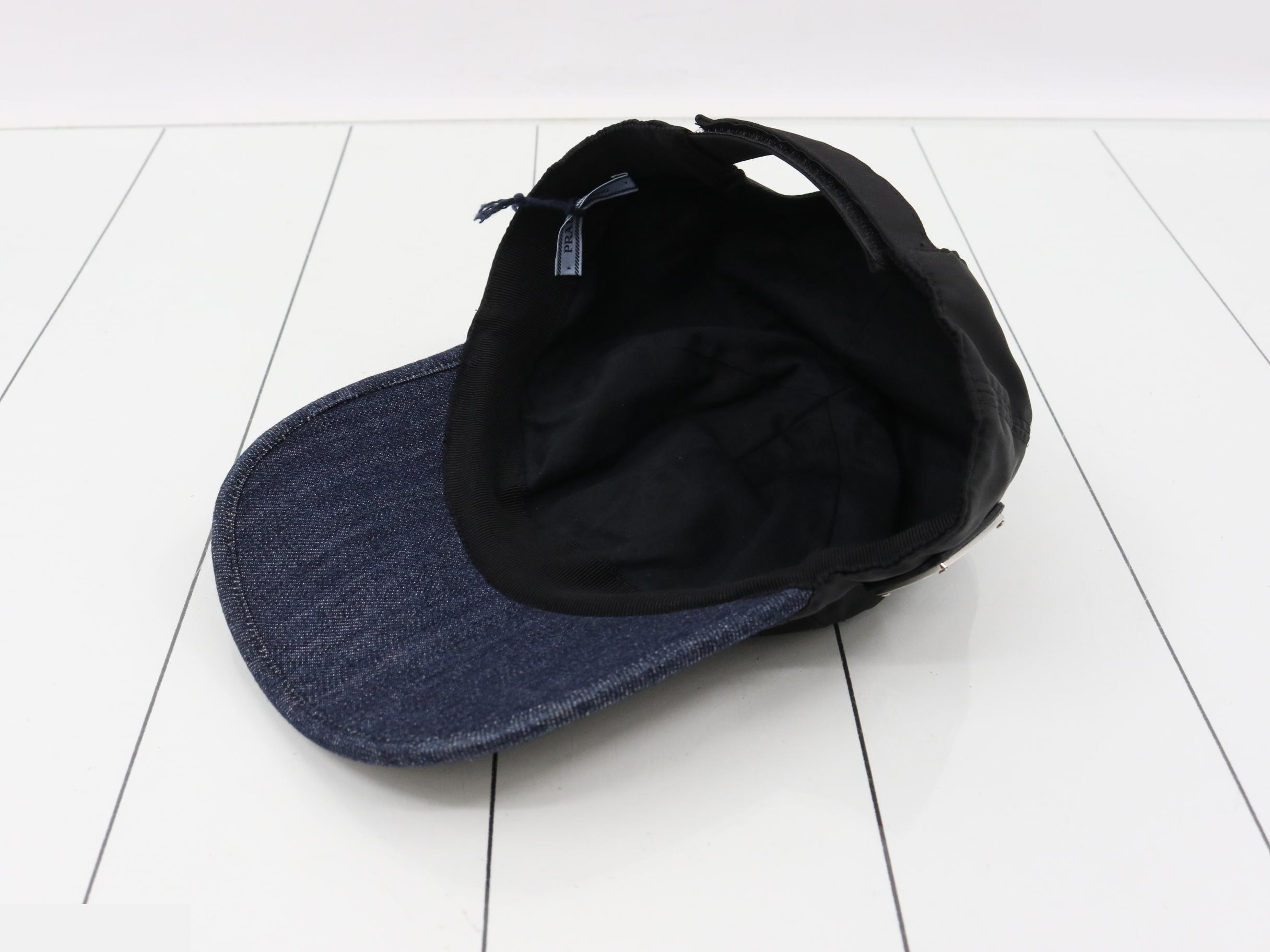 Nylon denim cap with tags — view 3