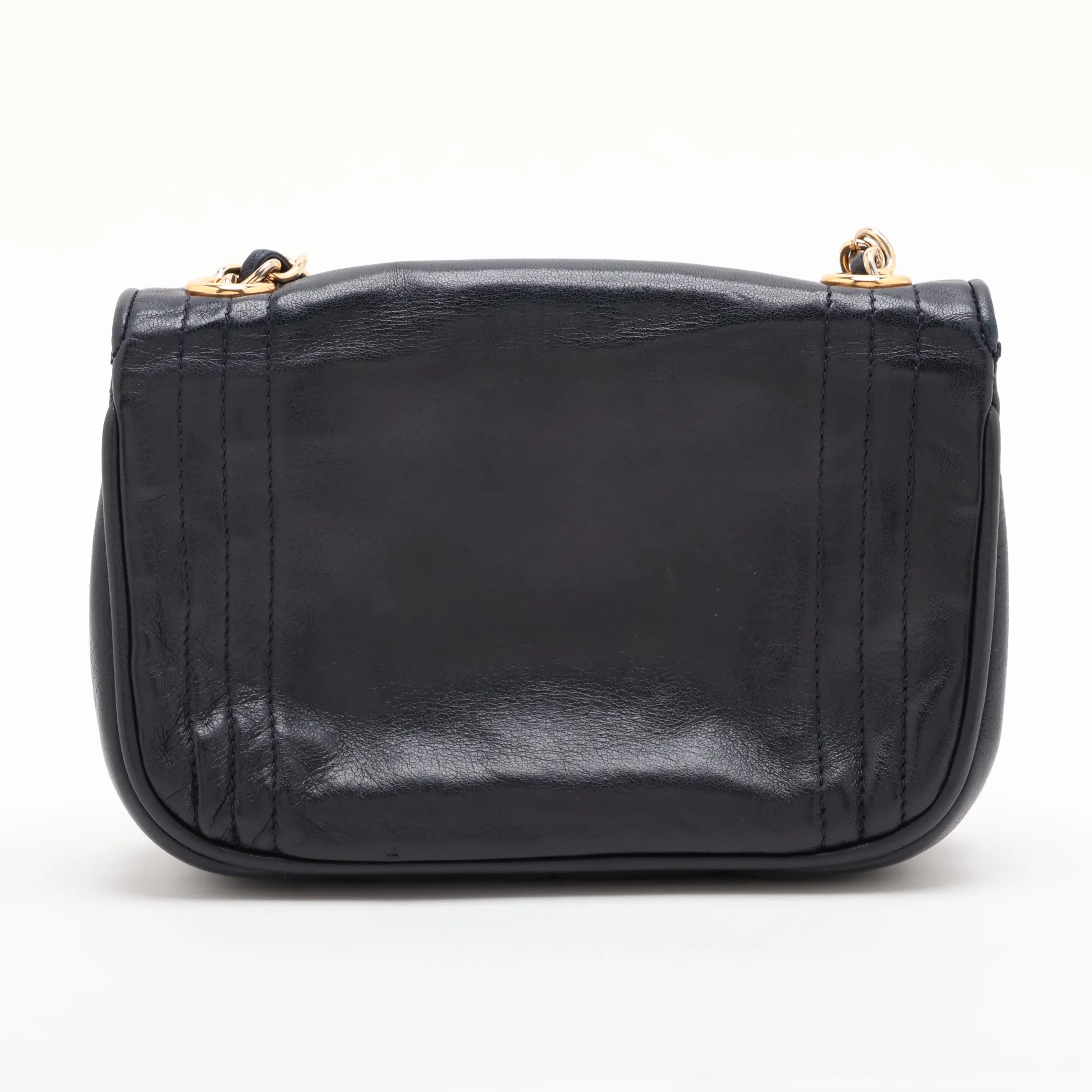 Coco Mark Lambskin Chain Shoulder Bag, Navy, Gold Hardware, 0877904 (Serial Number 0) — view 2