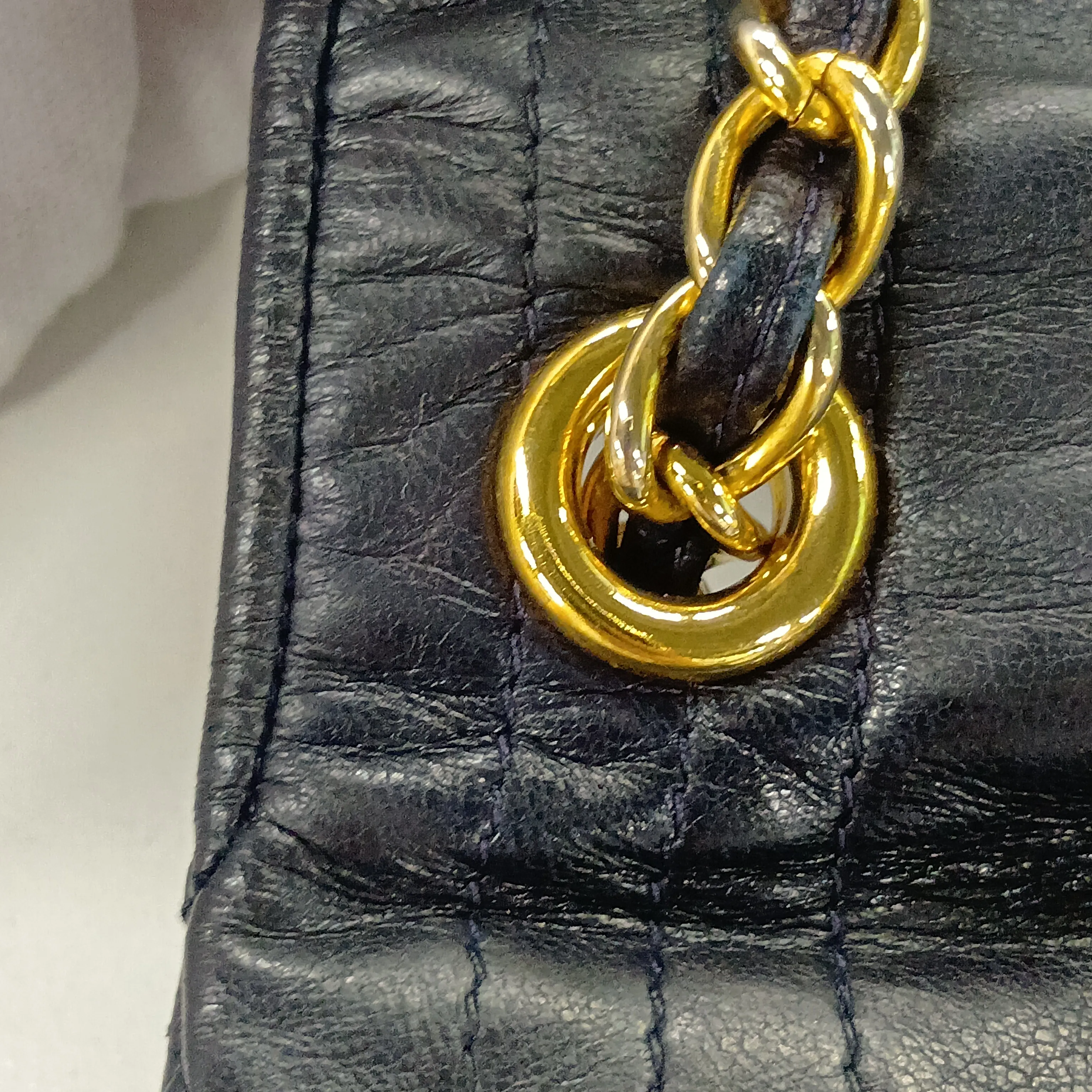 Coco Mark Lambskin Chain Shoulder Bag, Navy, Gold Hardware, 0877904 (Serial Number 0) — view 12