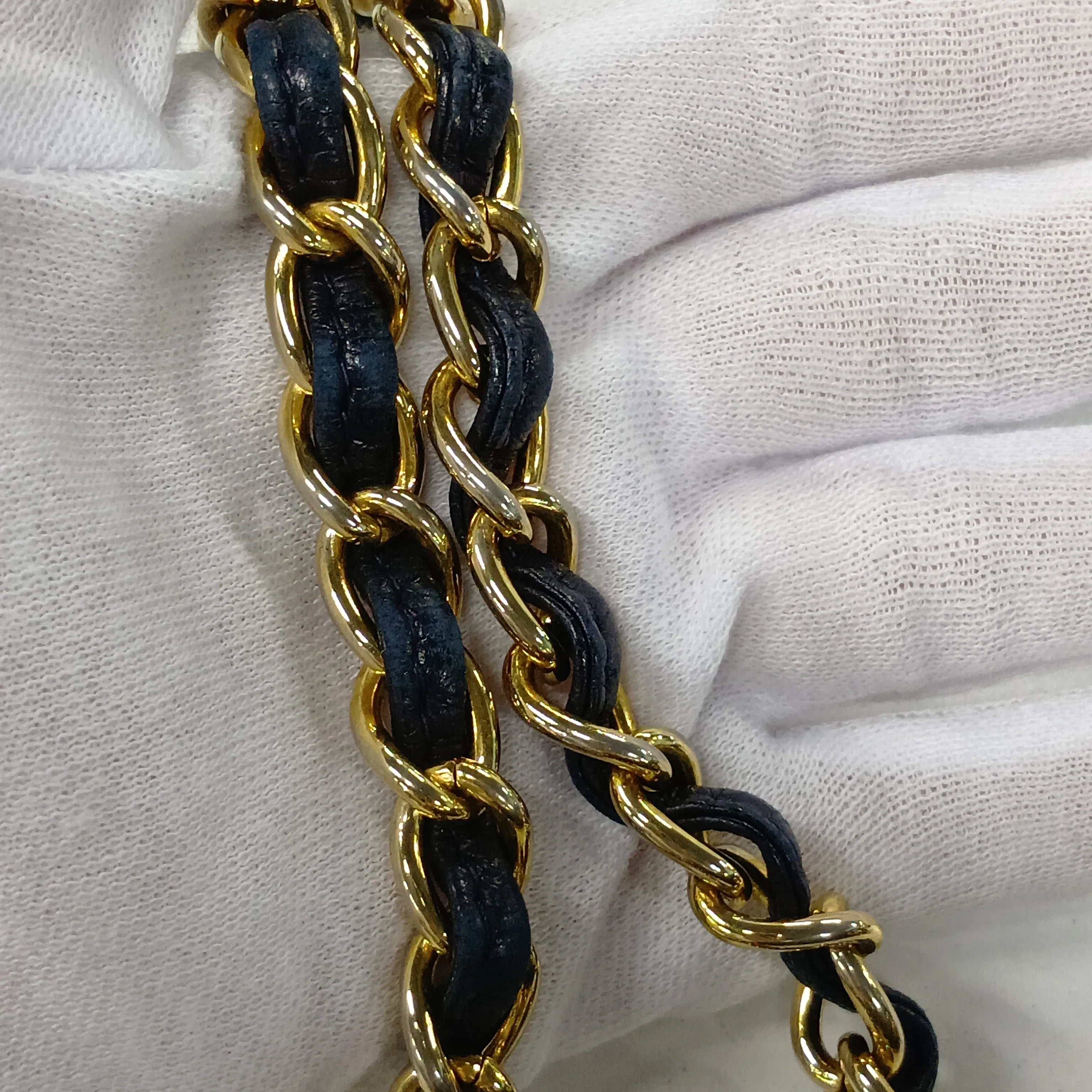 Coco Mark Lambskin Chain Shoulder Bag, Navy, Gold Hardware, 0877904 (Serial Number 0) — view 13
