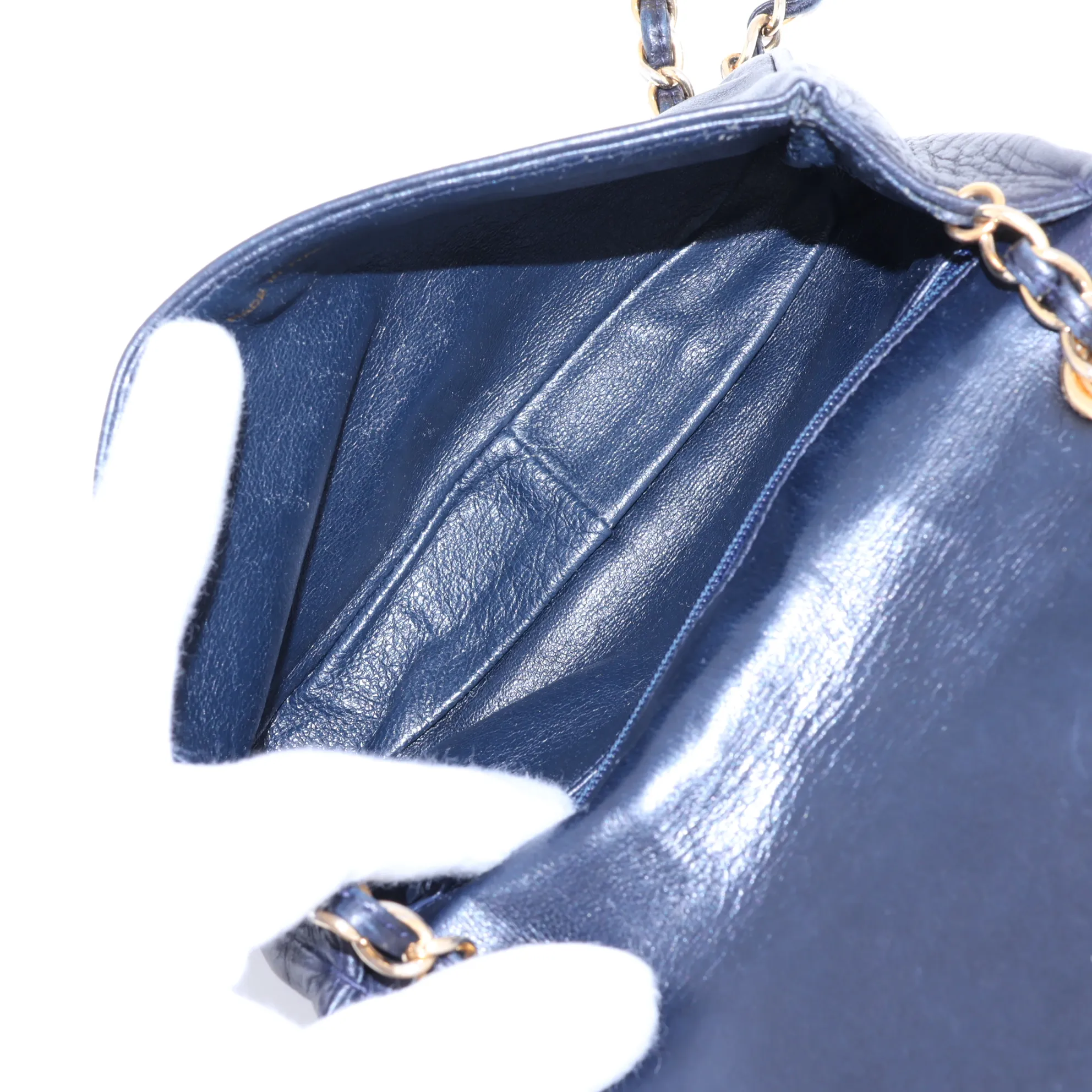 Coco Mark Lambskin Chain Shoulder Bag, Navy, Gold Hardware, 0877904 (Serial Number 0) — view 6