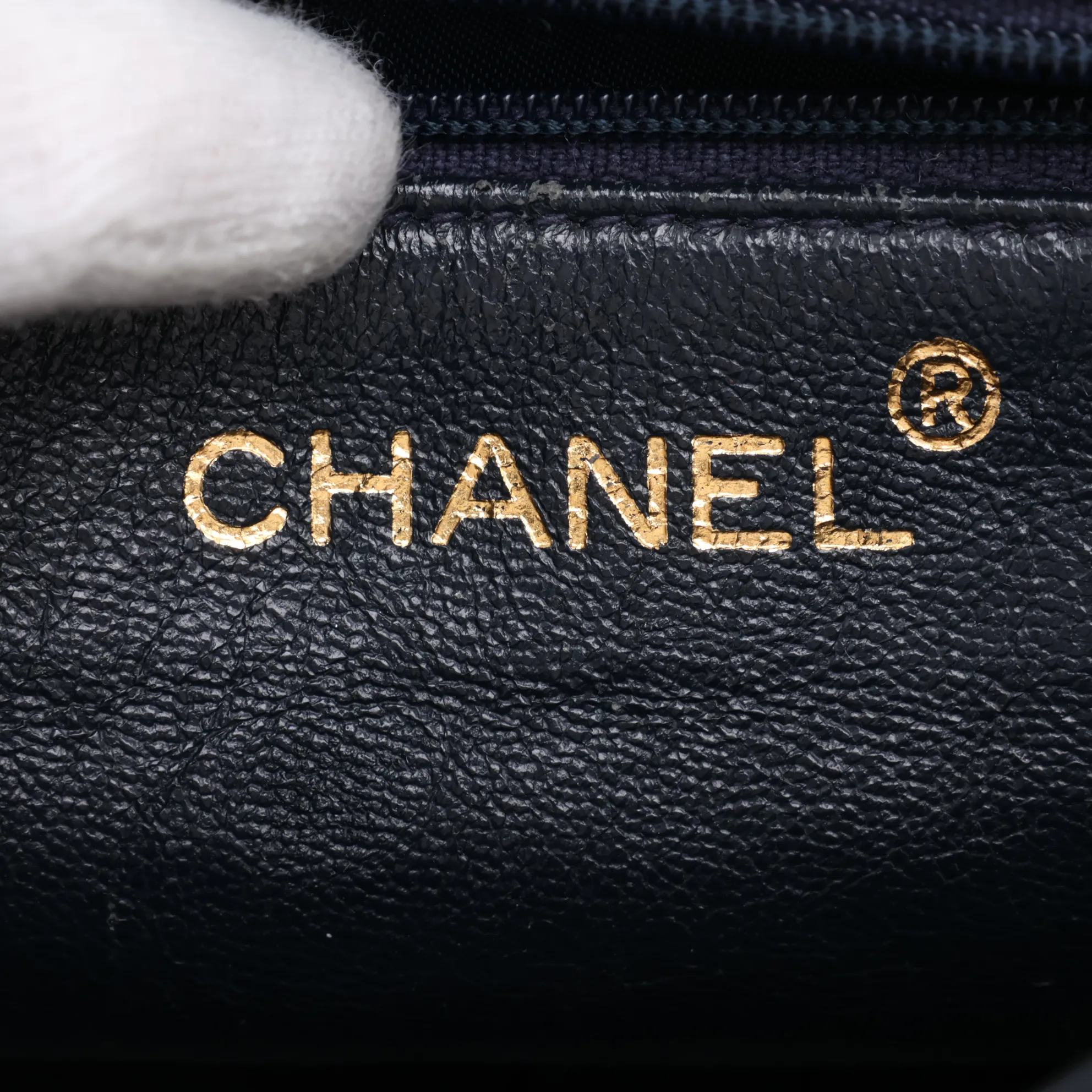 Coco Mark Lambskin Chain Shoulder Bag, Navy, Gold Hardware, 0877904 (Serial Number 0) — view 8
