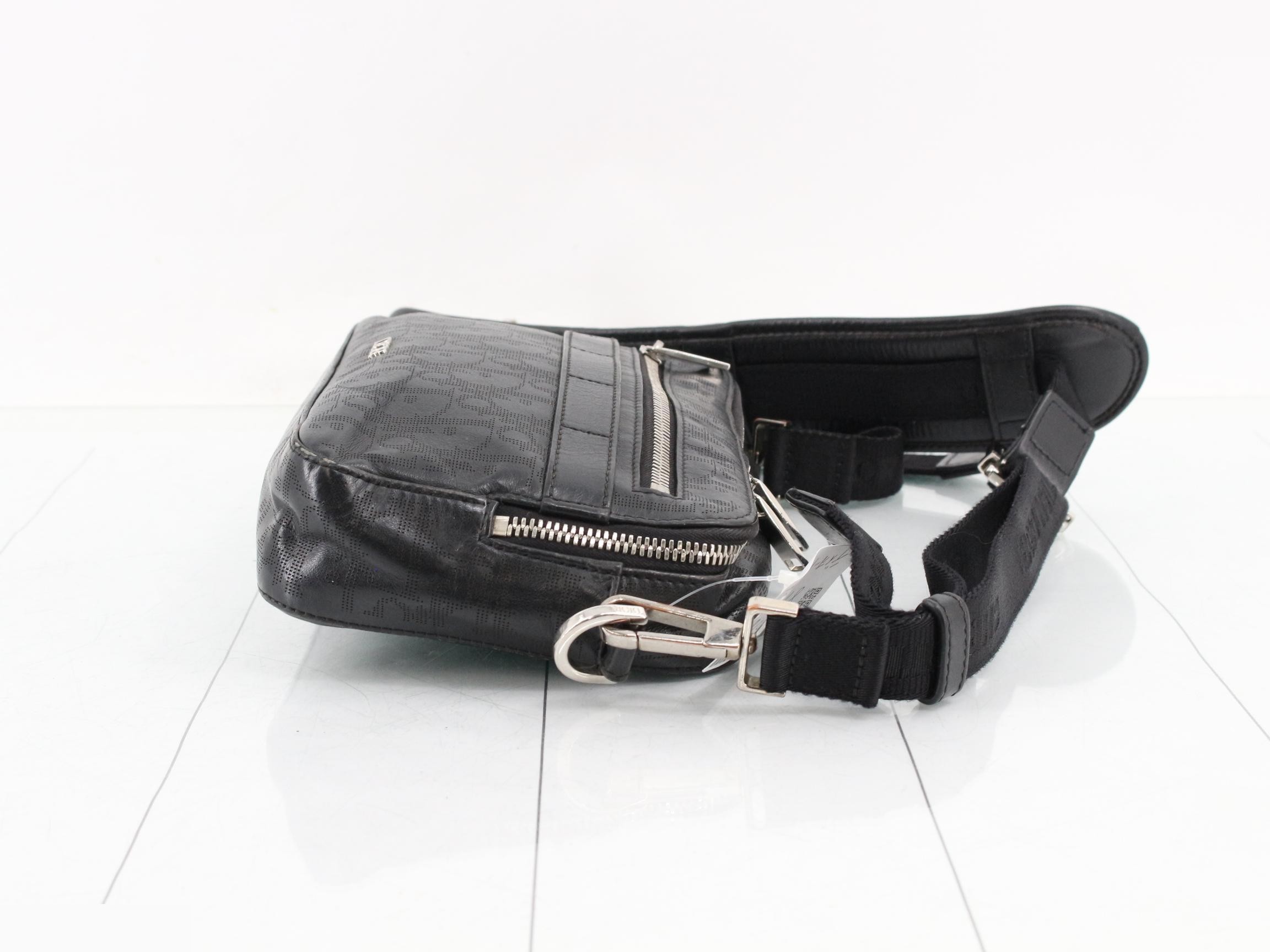 Safari Messenger Bag, Black, Silver Hardware — view 3
