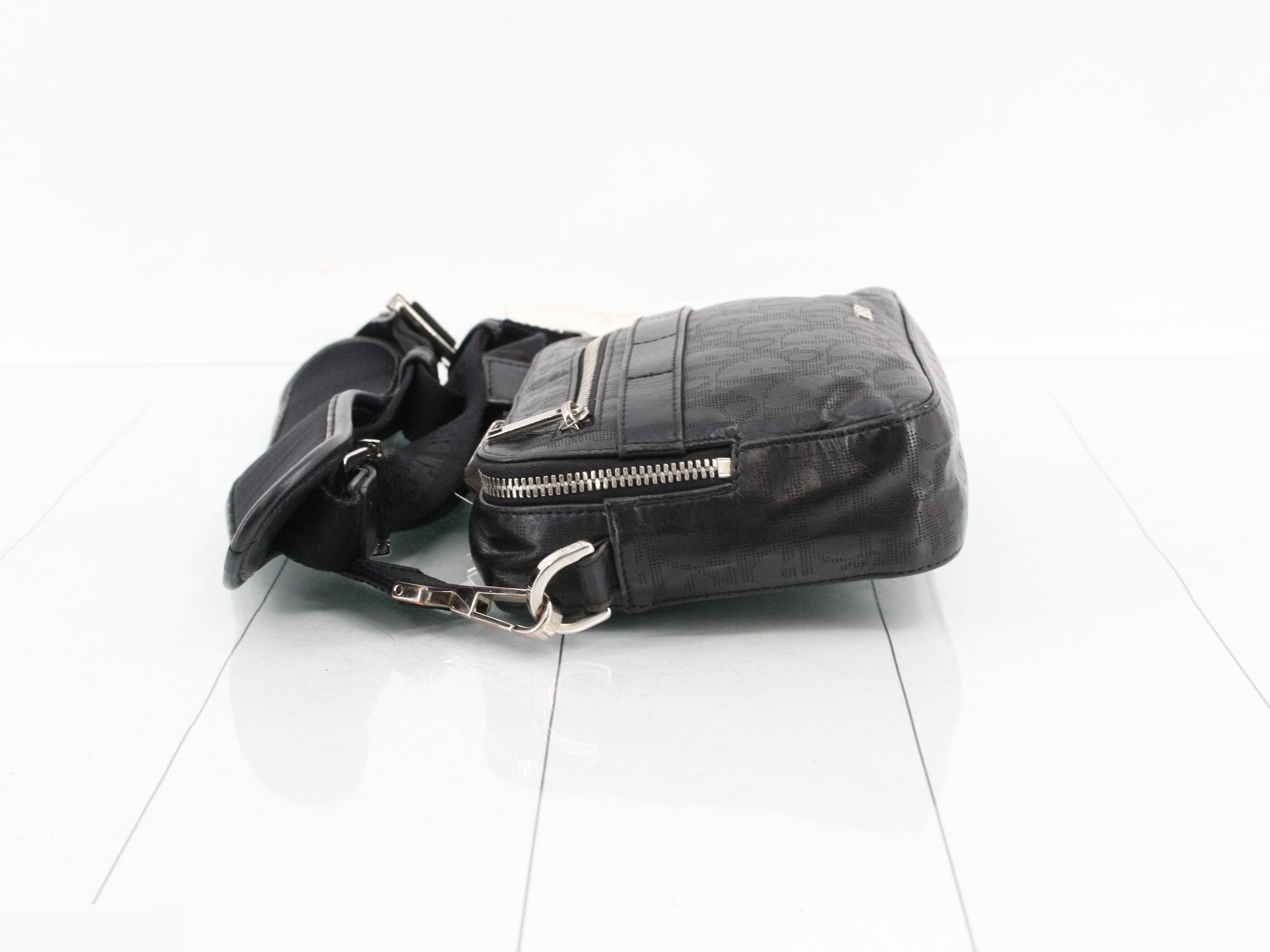 Safari Messenger Bag, Black, Silver Hardware — view 4