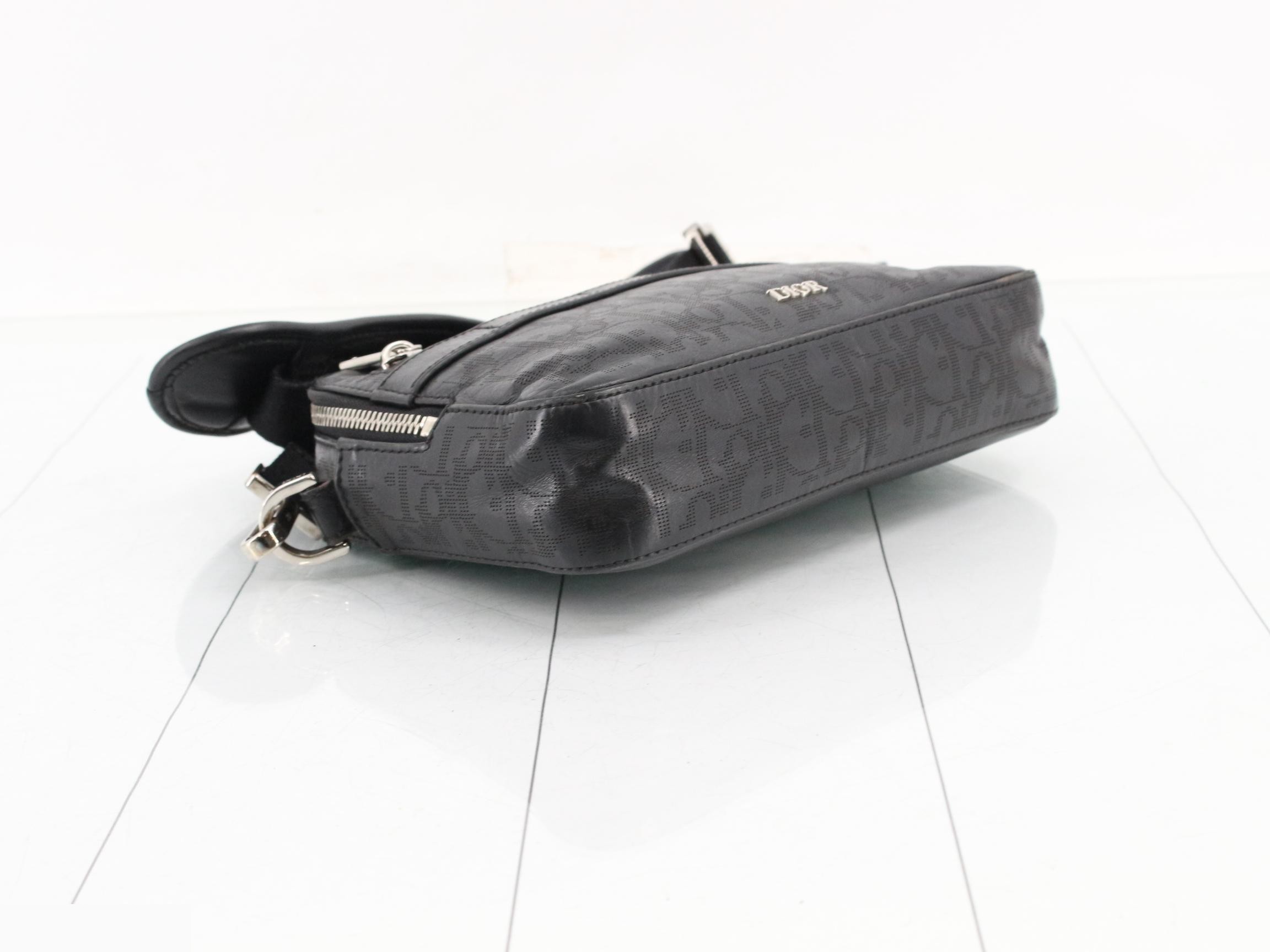 Safari Messenger Bag, Black, Silver Hardware — view 5