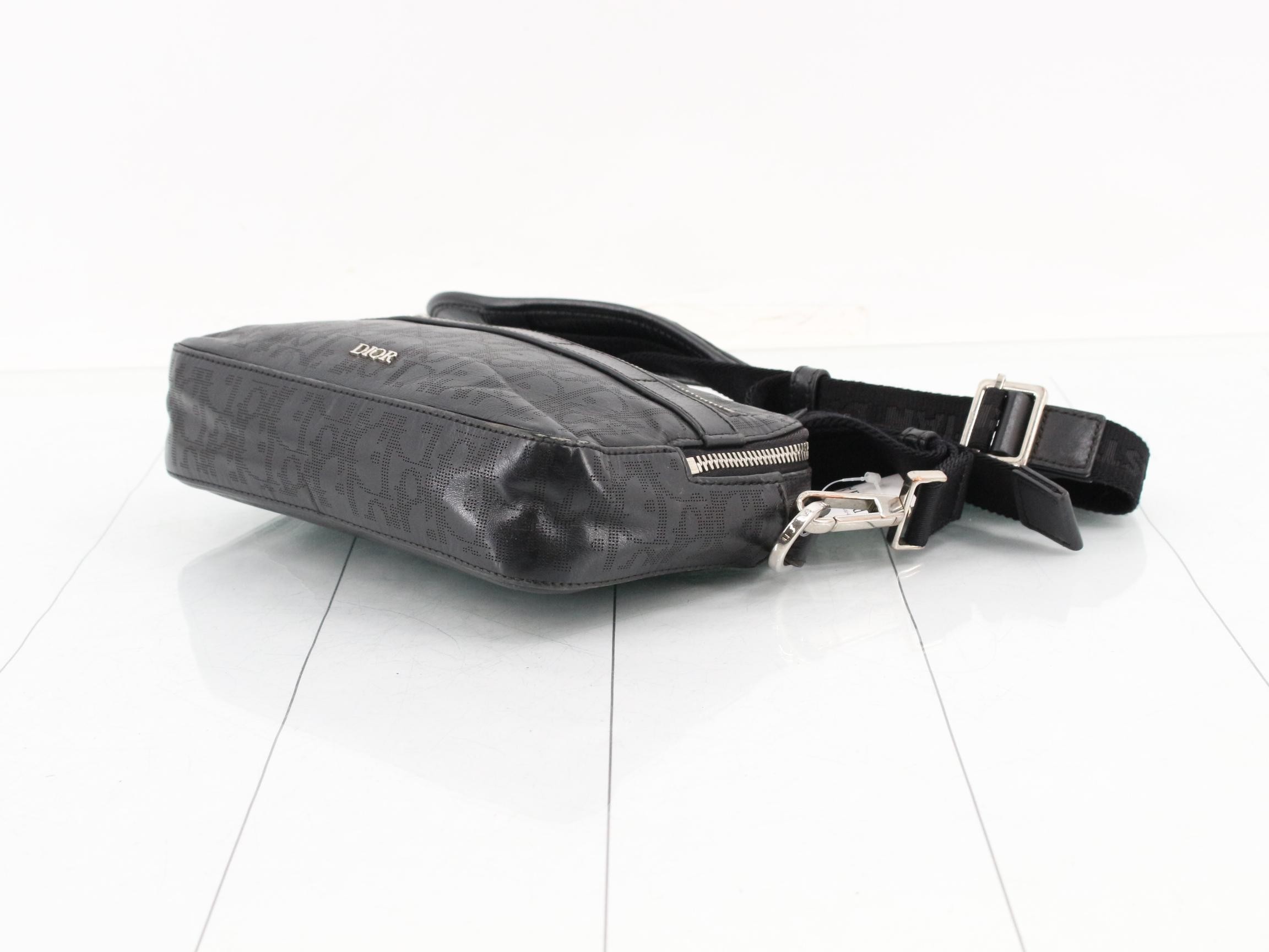 Safari Messenger Bag, Black, Silver Hardware — view 6