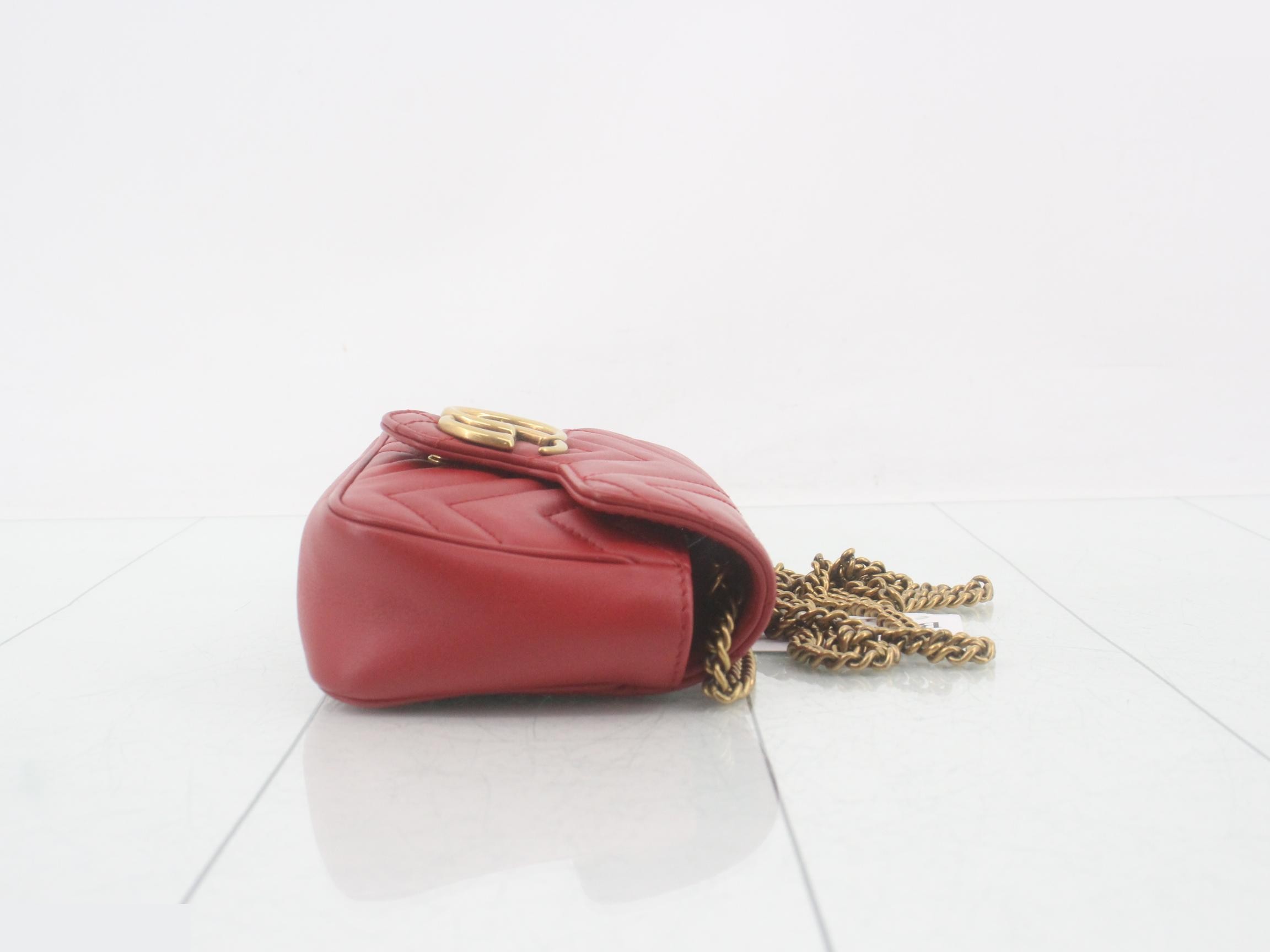 GG Marmont Red Leather Quilted Shoulder Bag — view 3