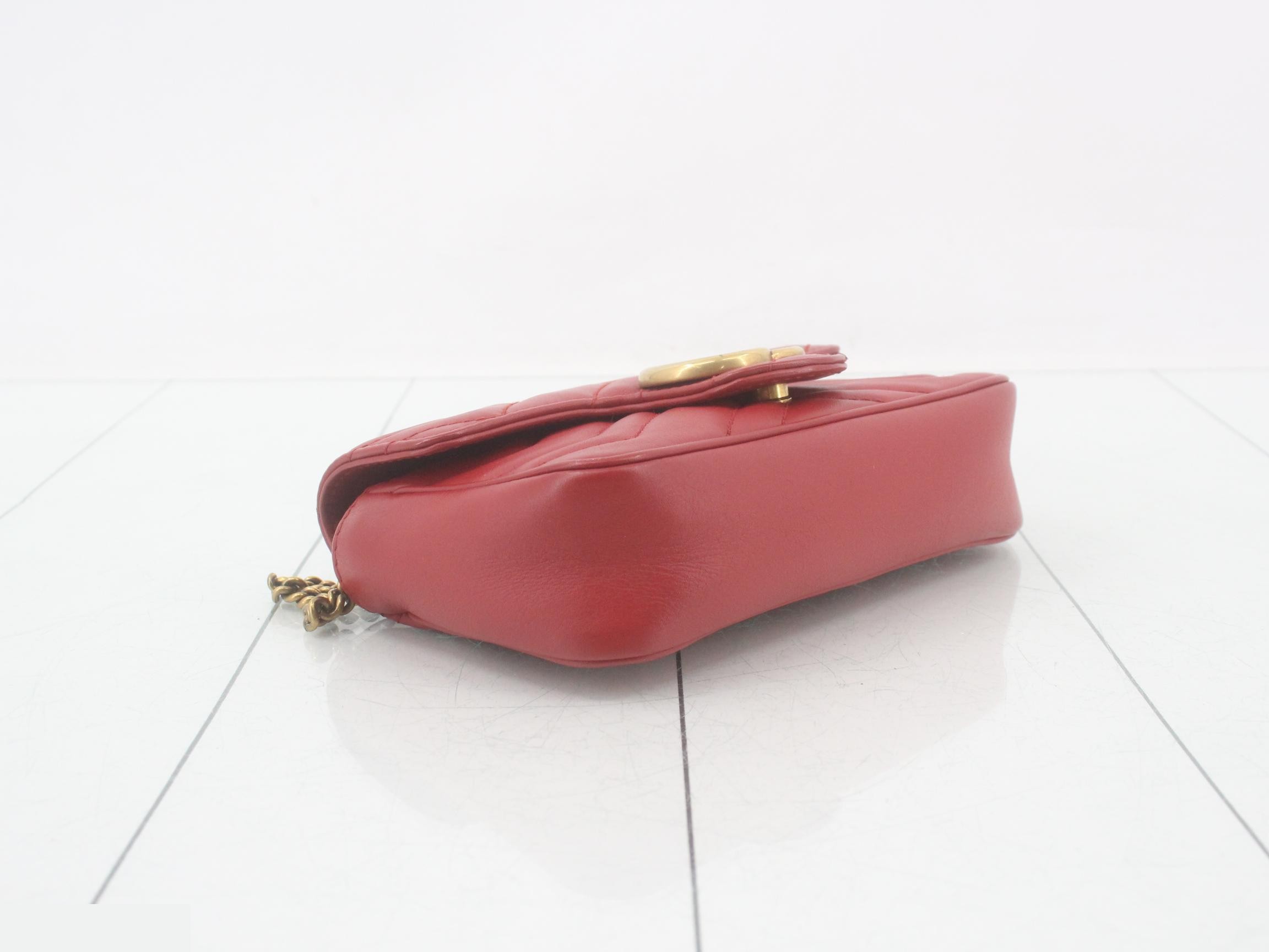 GG Marmont Red Leather Quilted Shoulder Bag — view 5