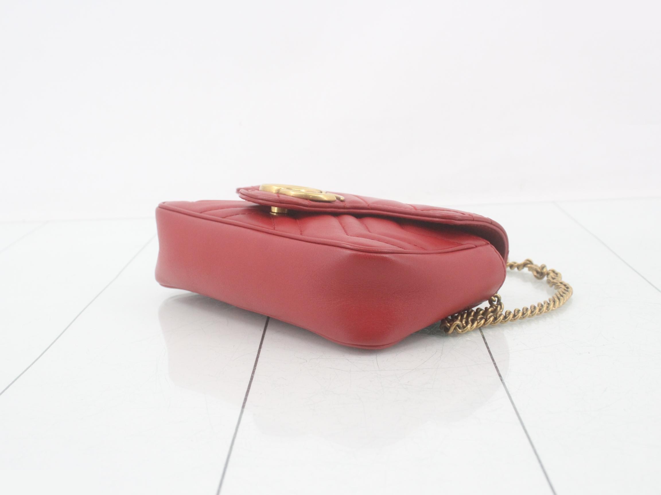 GG Marmont Red Leather Quilted Shoulder Bag — view 6