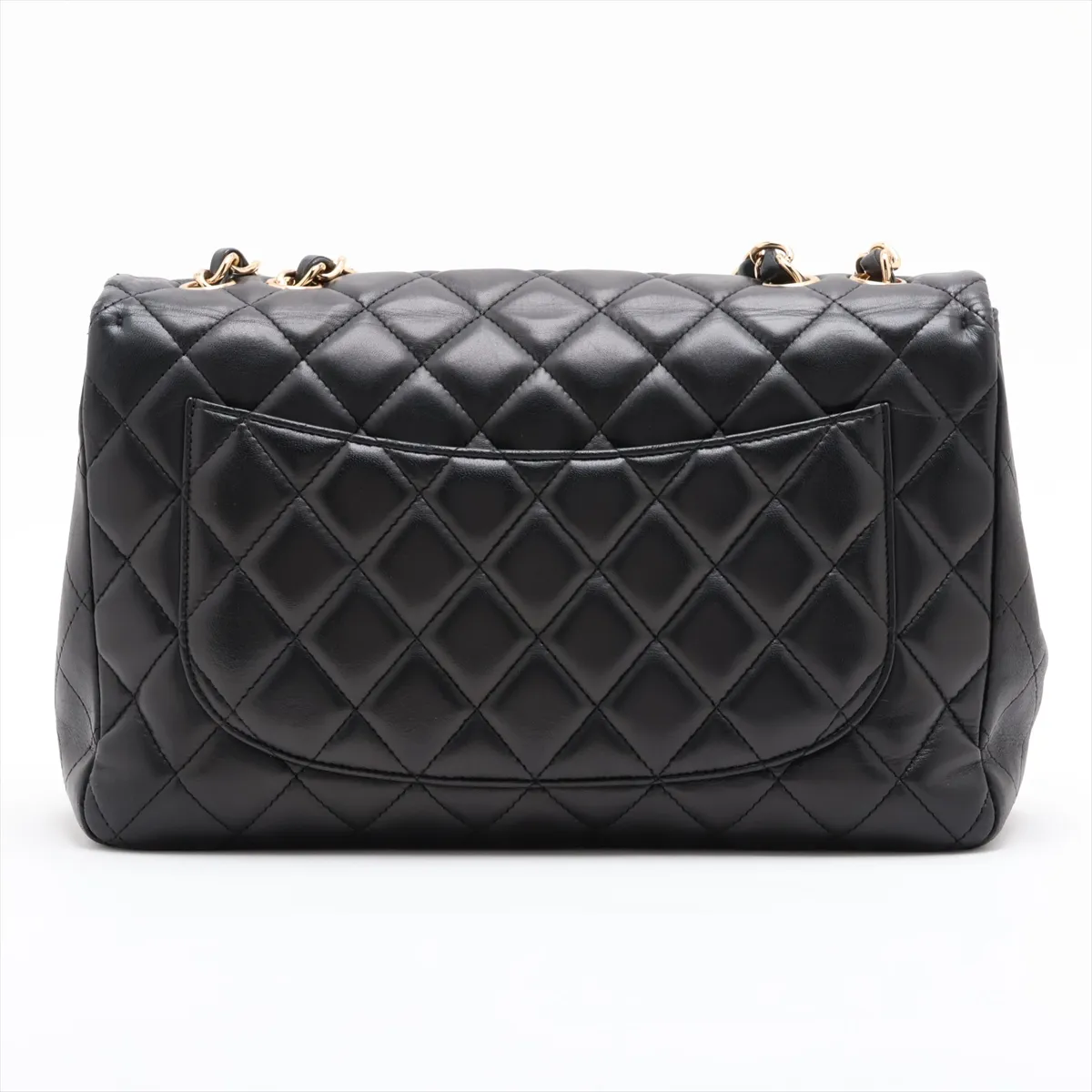 Large Matelassé 30 Lambskin Single Flap Double Chain Bag, Black with Gold Hardware, 12328373, Serial Number 12-series, A28600 — view 2