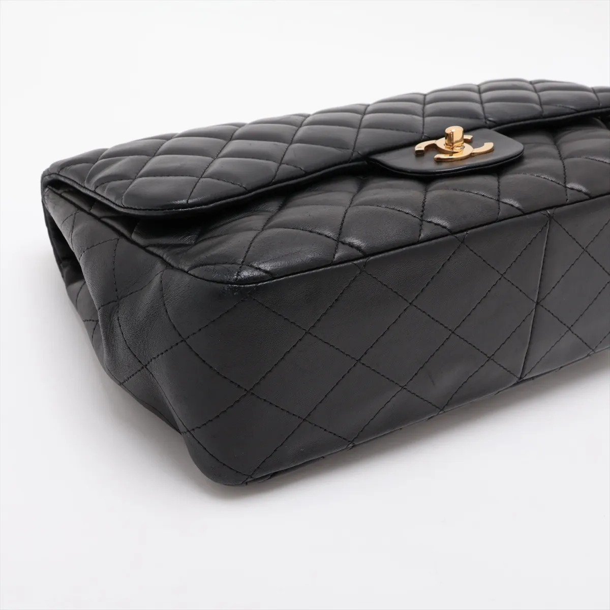 Large Matelassé 30 Lambskin Single Flap Double Chain Bag, Black with Gold Hardware, 12328373, Serial Number 12-series, A28600 — view 4