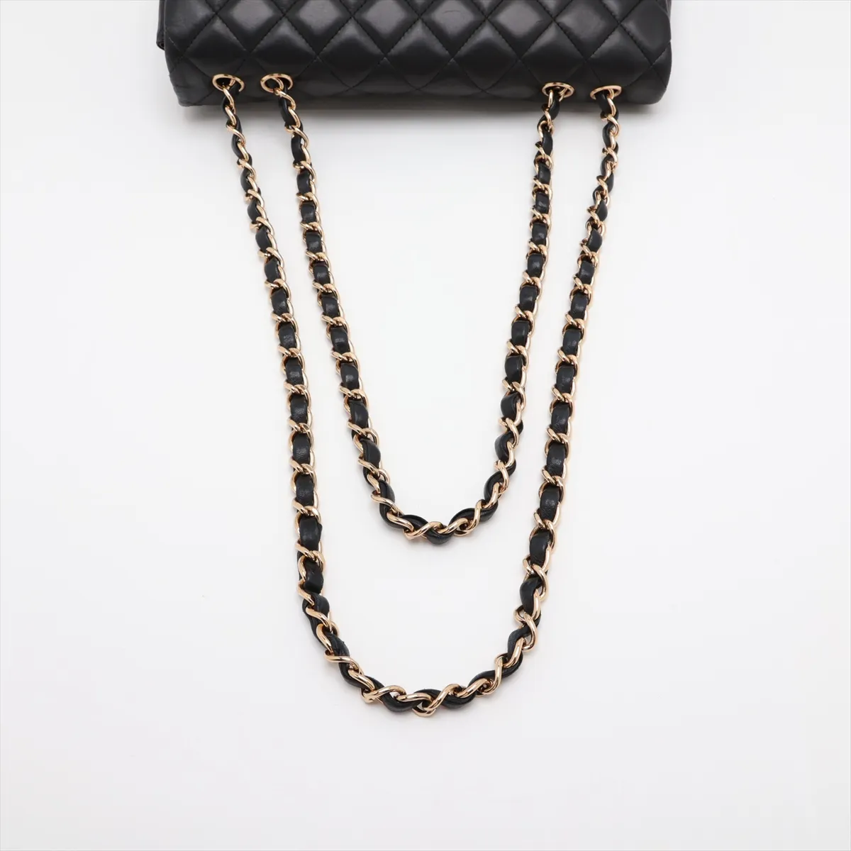 Large Matelassé 30 Lambskin Single Flap Double Chain Bag, Black with Gold Hardware, 12328373, Serial Number 12-series, A28600 — view 5