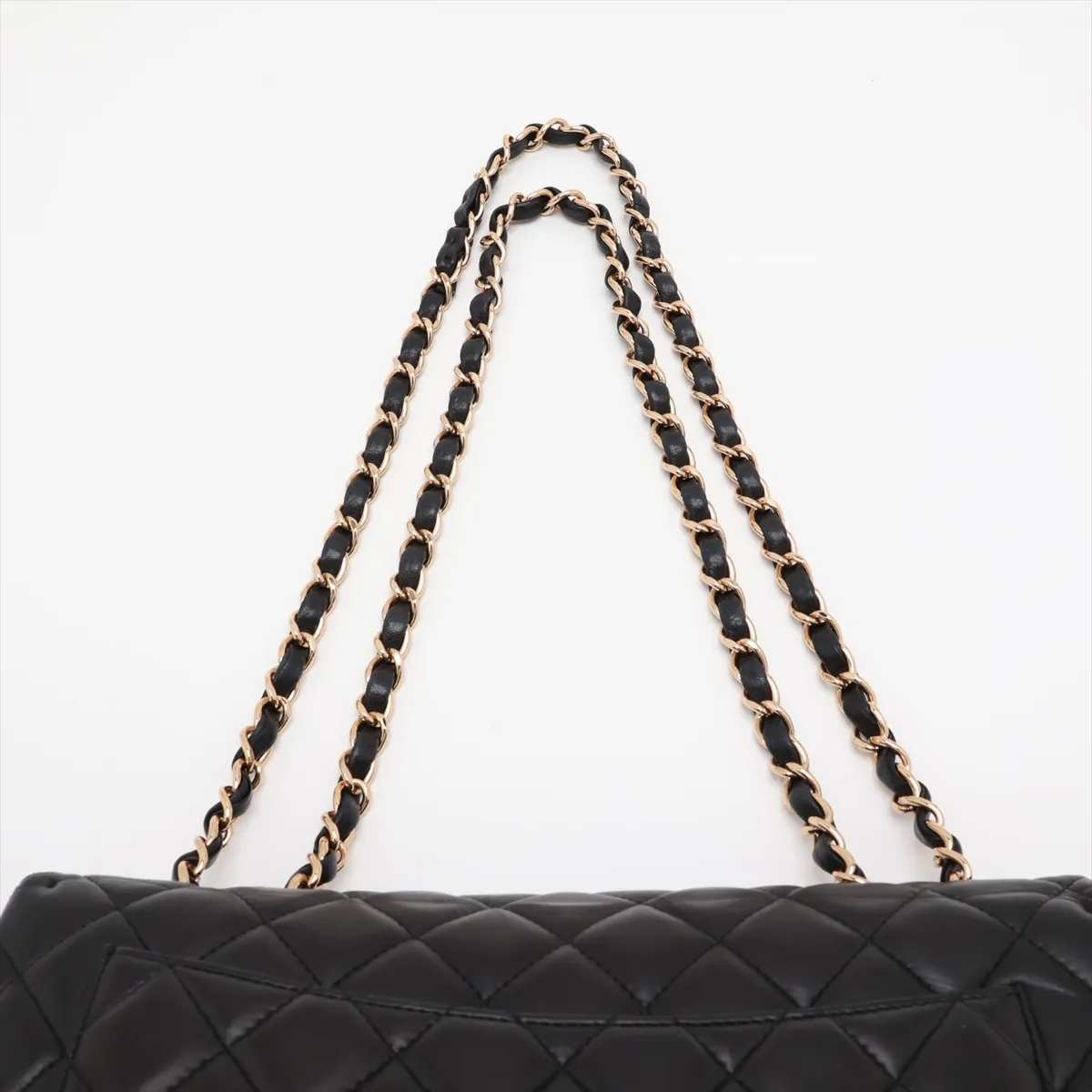 Large Matelassé 30 Lambskin Single Flap Double Chain Bag, Black with Gold Hardware, 12328373, Serial Number 12-series, A28600 — view 6