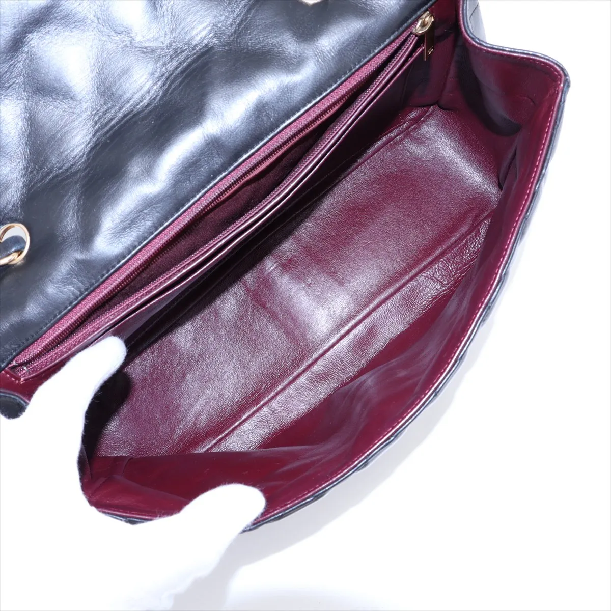 Large Matelassé 30 Lambskin Single Flap Double Chain Bag, Black with Gold Hardware, 12328373, Serial Number 12-series, A28600 — view 7